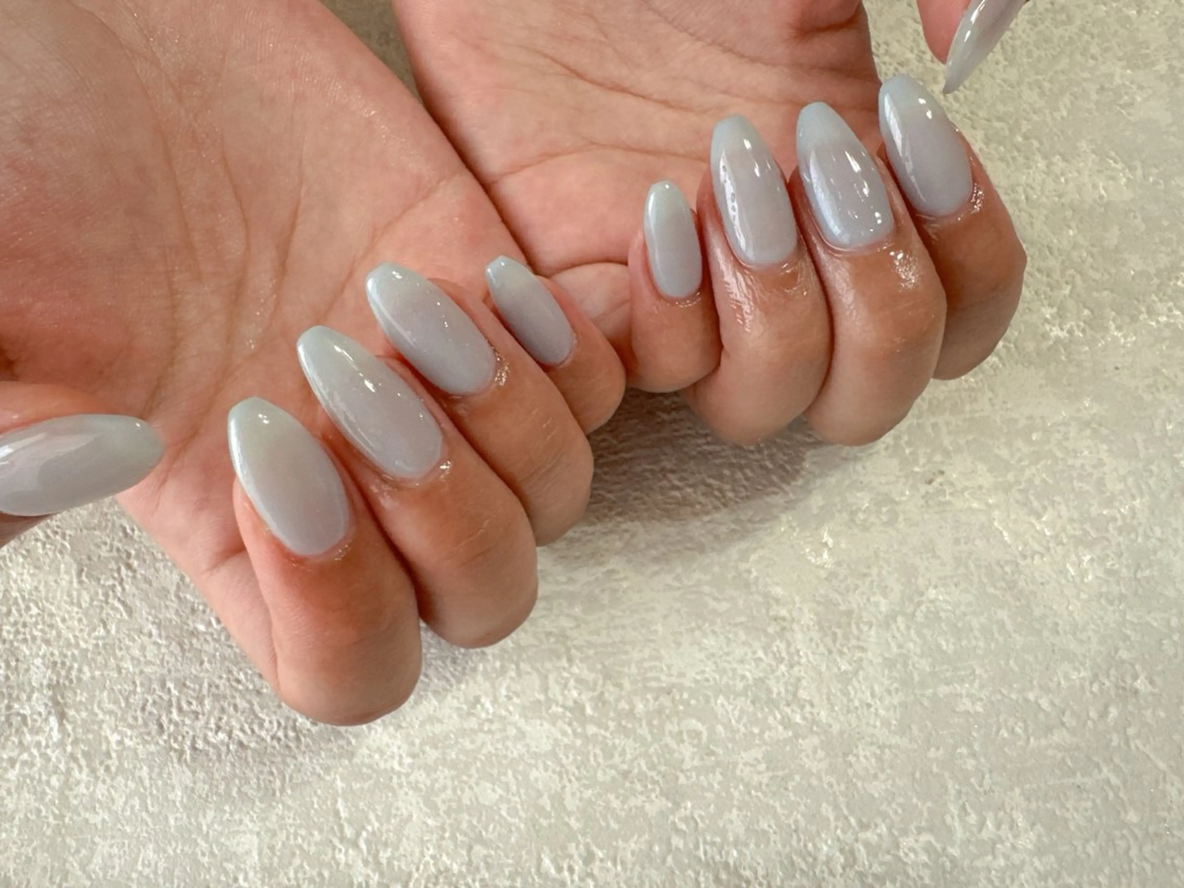 ネイル オーロラネイル フットネイル フレンチネイル ジェルネイル 水色 ハンドネイル kikinail 溝の口のネイルデザイン