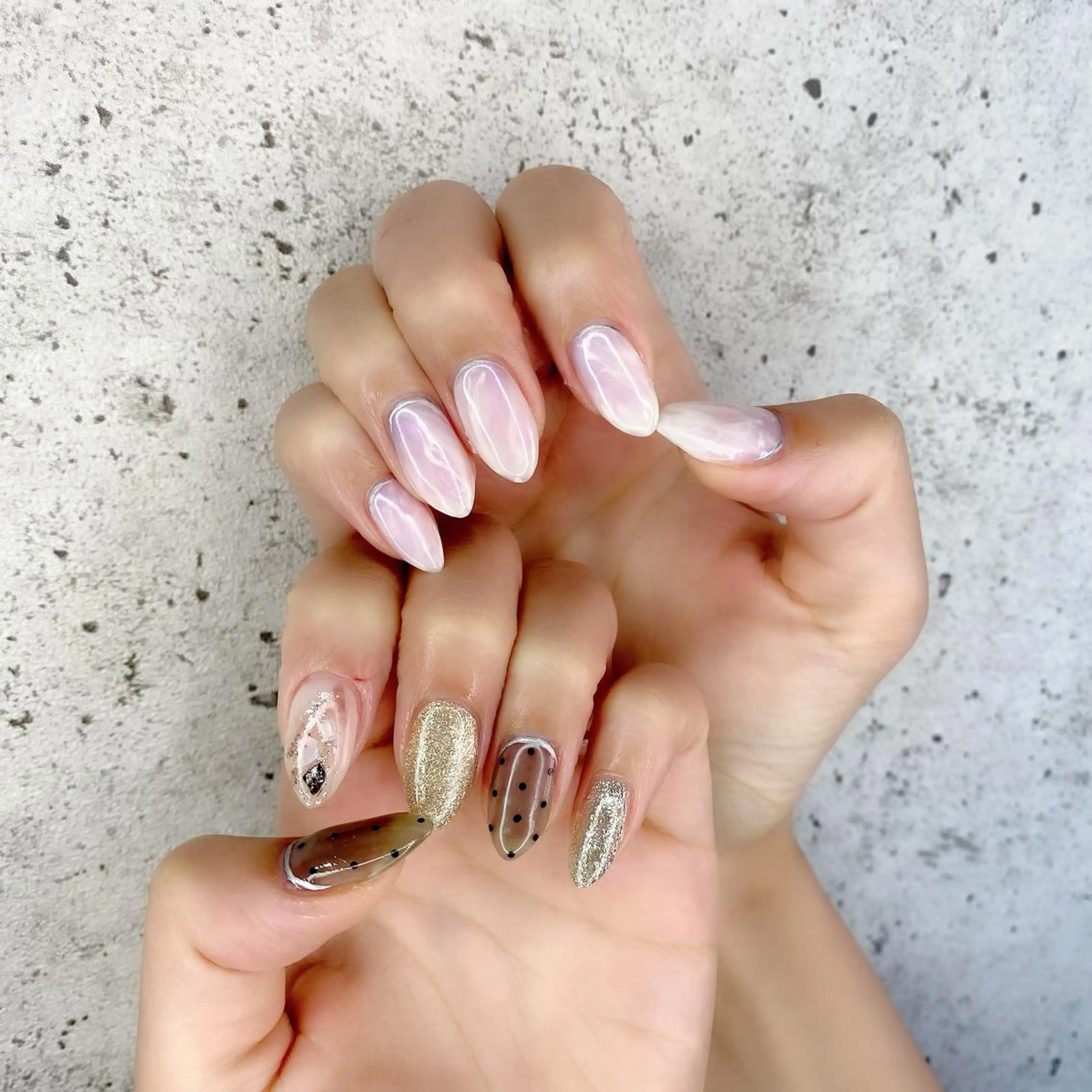 セミロング カラー パーマ ヘアアレンジ メンズ キッズ ネイル マツエク・マツパ ドット ジェルネイル ハンドネイル Salon Ｋのネイルデザイン