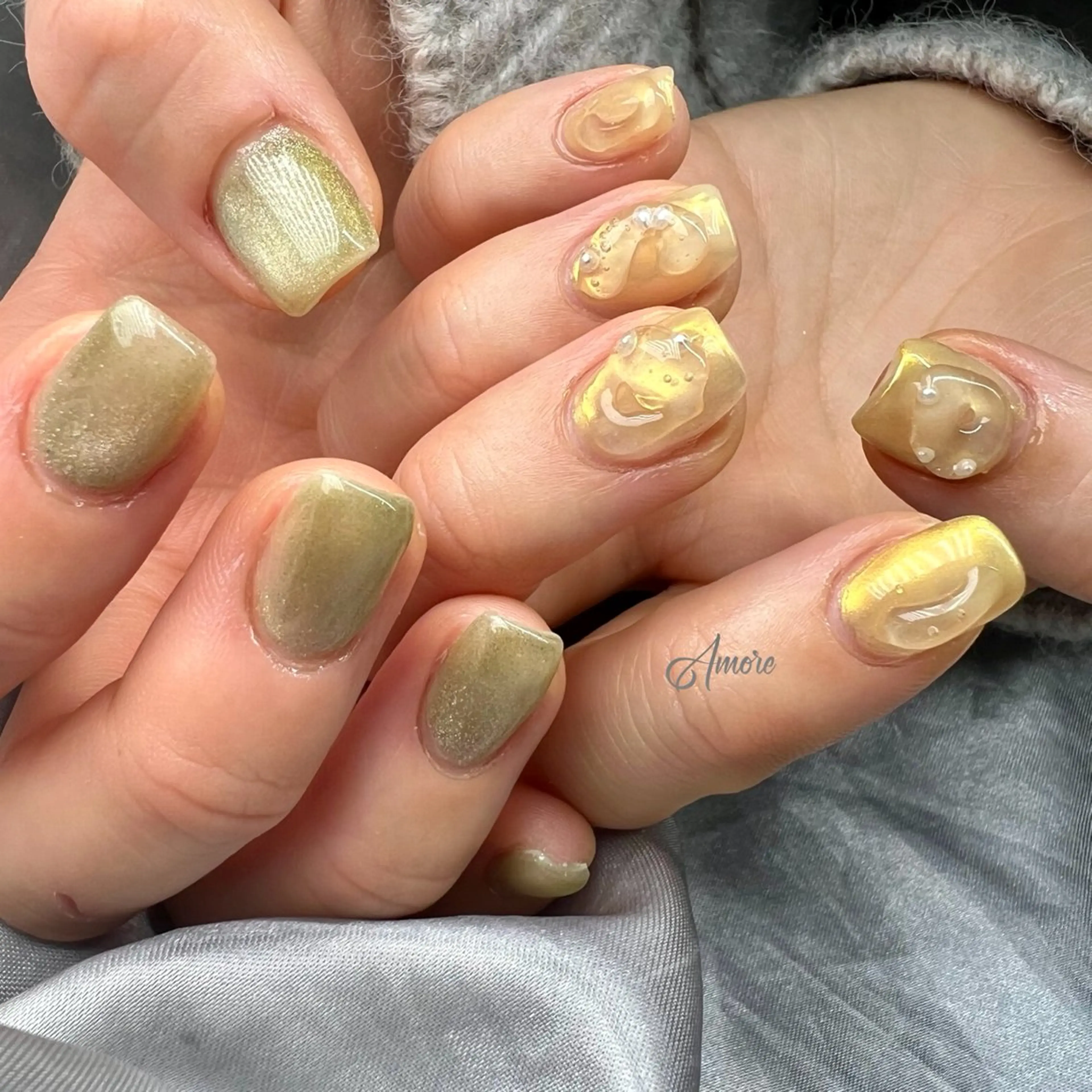 ネイル ジェルネイル キラキラネイル 韓国ネイル パラジェル 冬ネイル You kyehwaのネイルデザイン