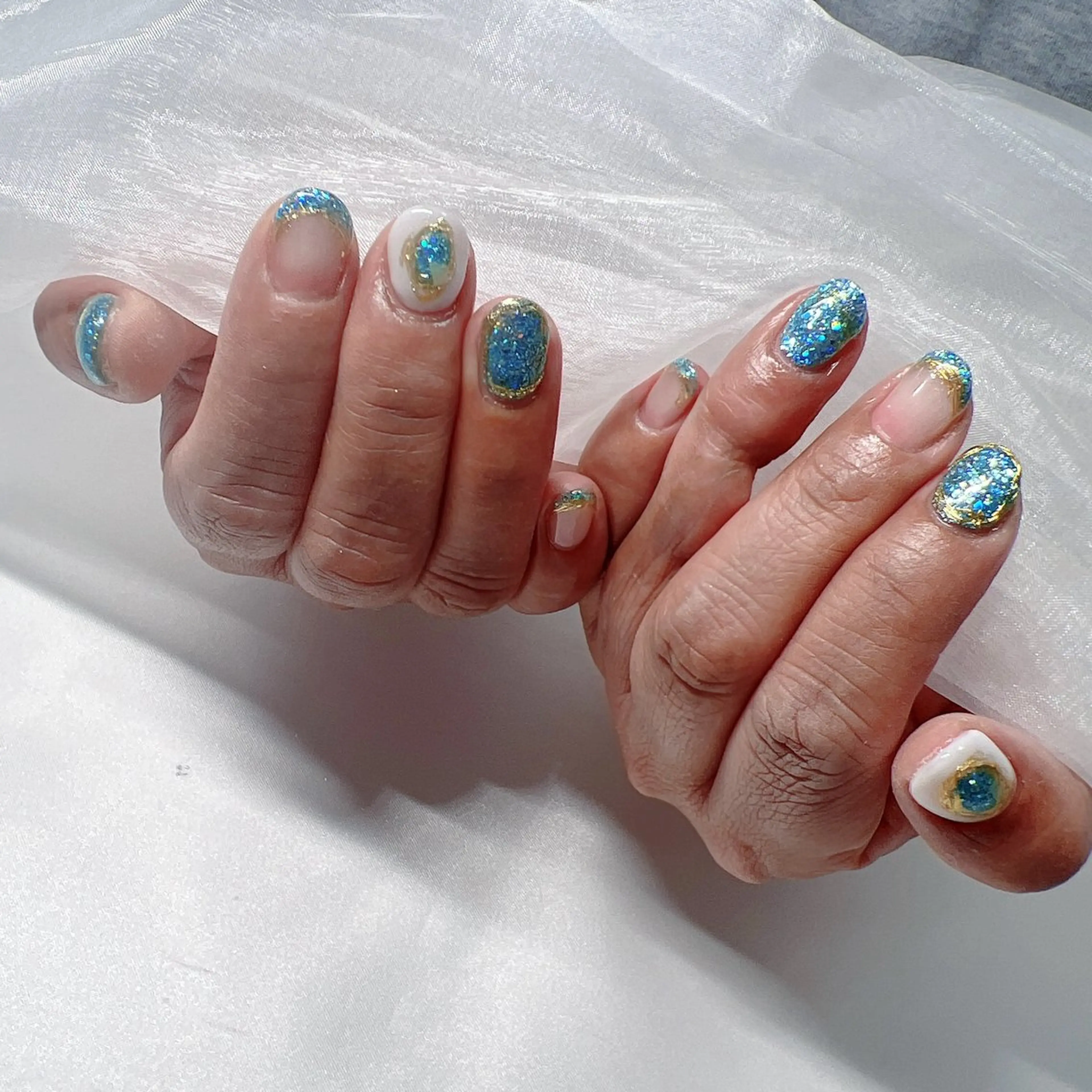 ネイル ジェルネイル 韓国ネイル ラメ(グリッター) マグネットネイル ミラーネイル ハンドネイル -nail salon-Reward所属・nail salon Rewardのネイルデザイン