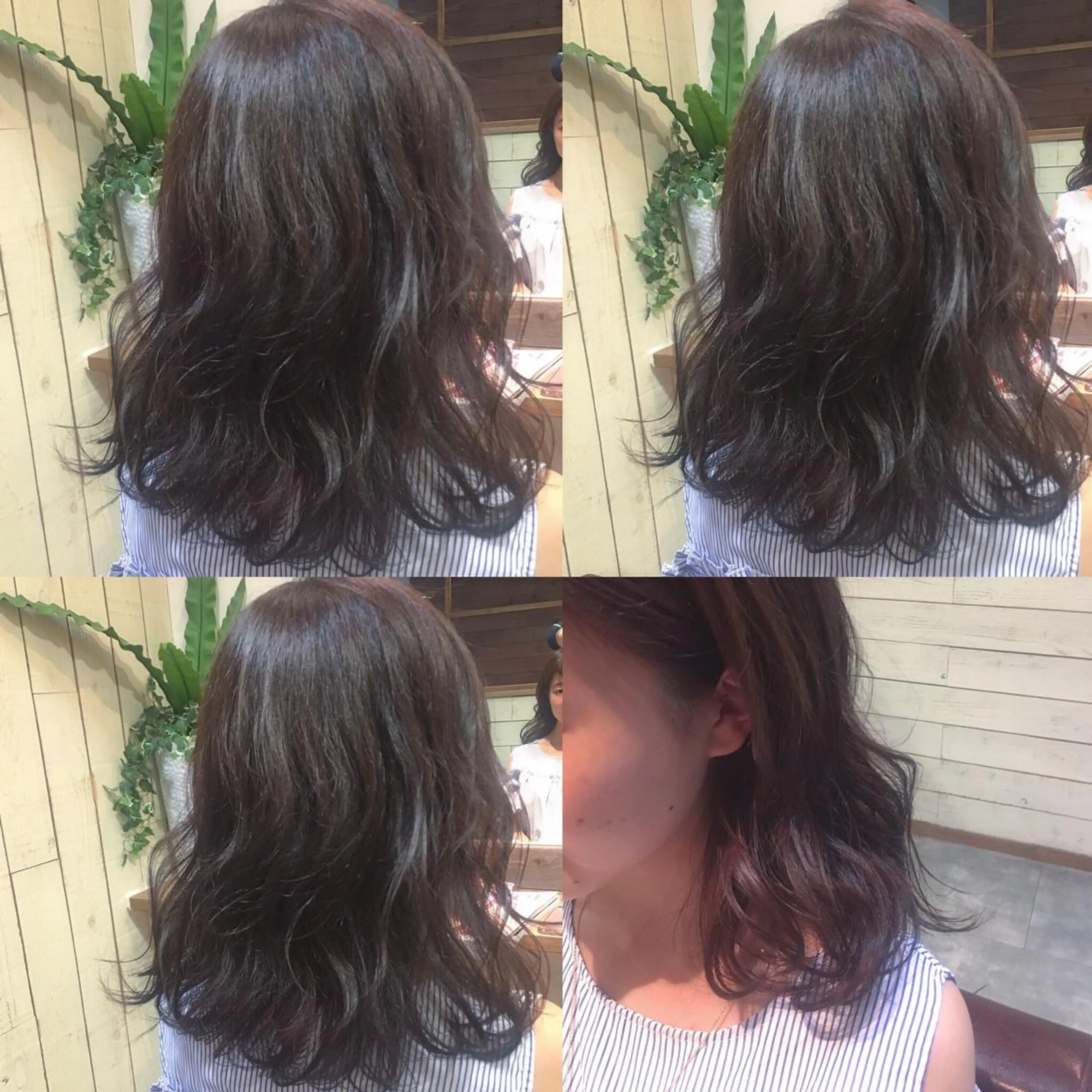 ミディアム カラー ブルーカラー ブルージュ パープルカラー hair salon Ranun髪質改善のヘアスタイル