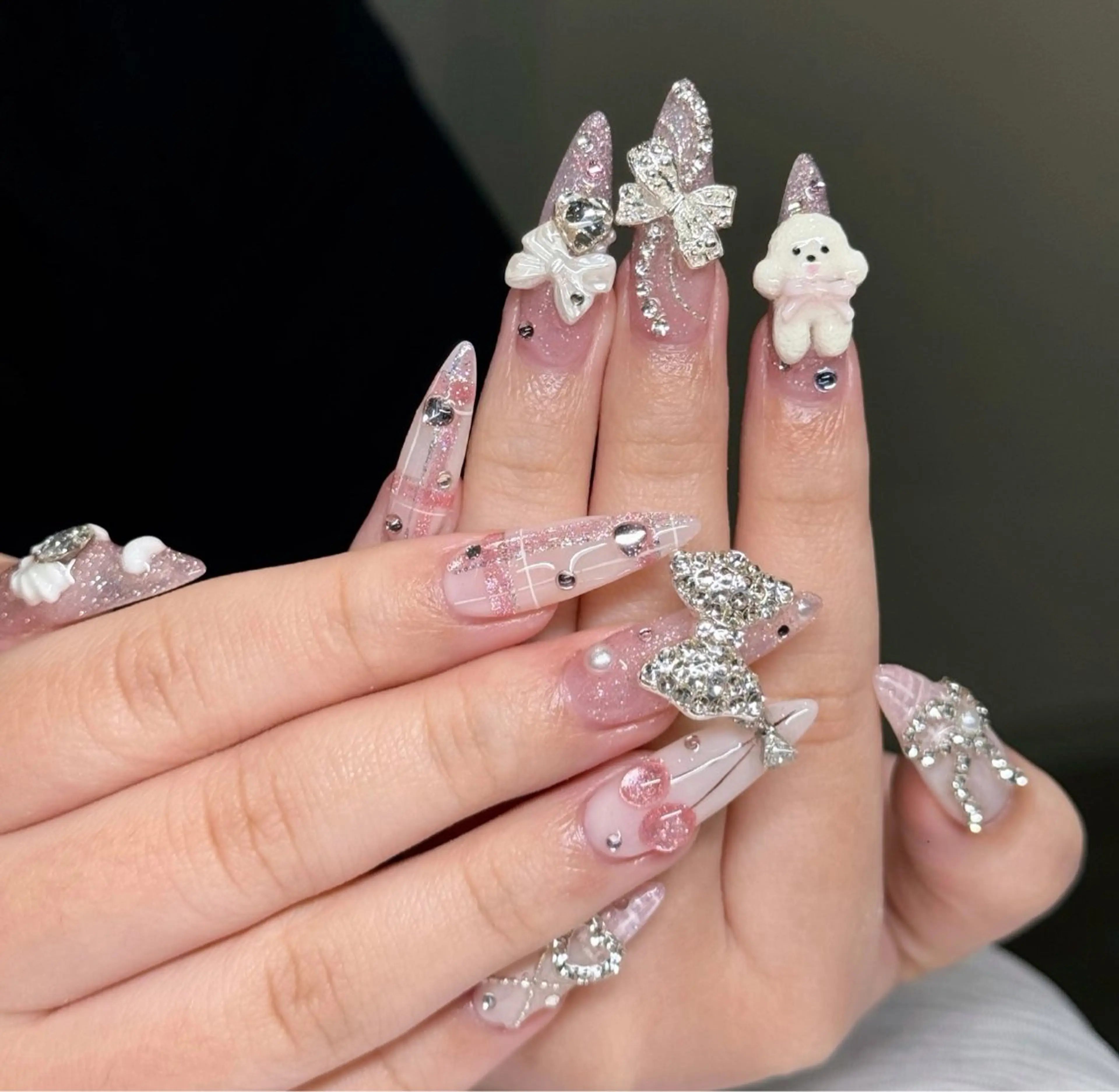 ネイル オーロラネイル ブルー チークネイル フットネイル フレンチネイル ハンドネイル HANA ハナのネイルデザイン