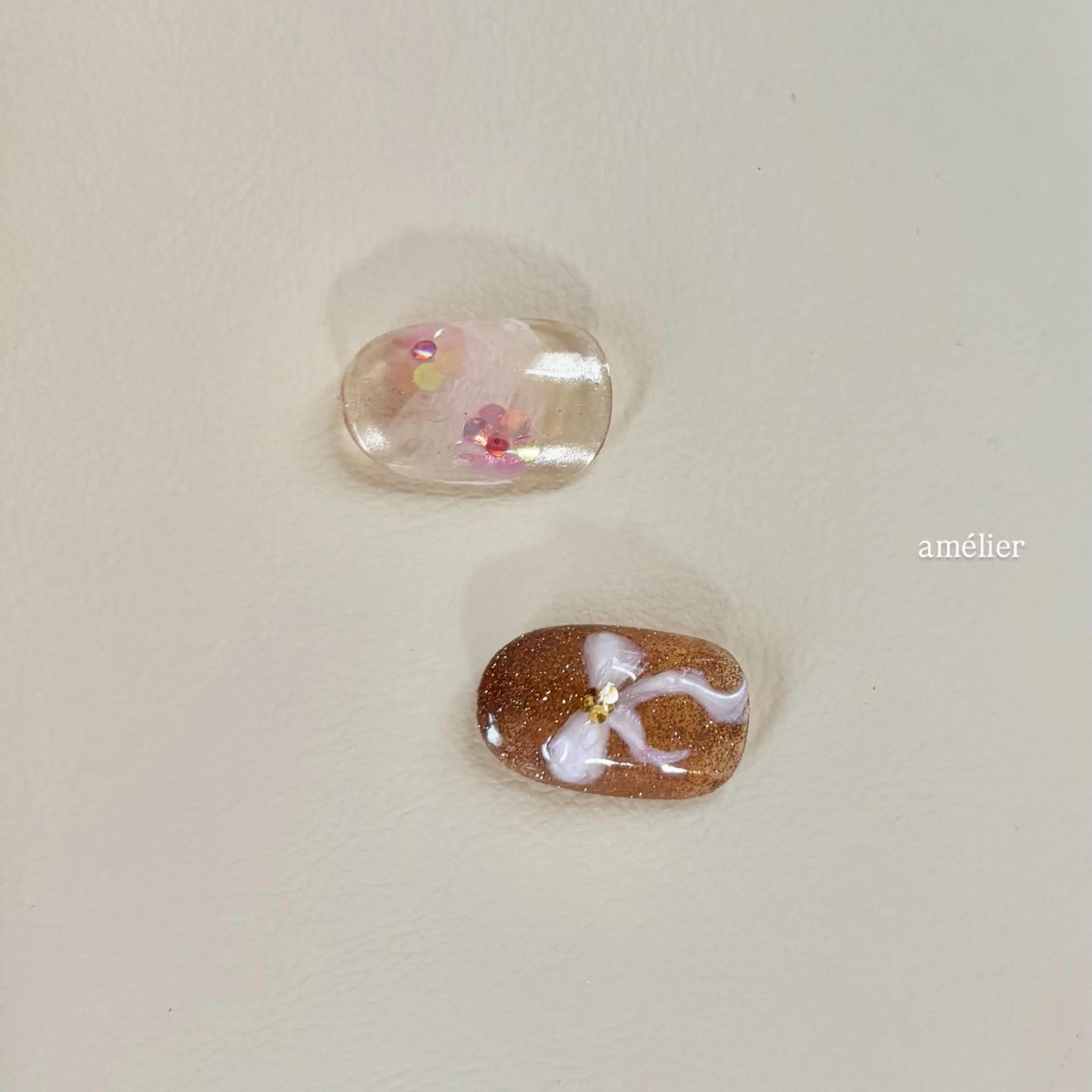 ネイル リボン ハンドネイル amélier ꕁアメリエꕁのネイルデザイン