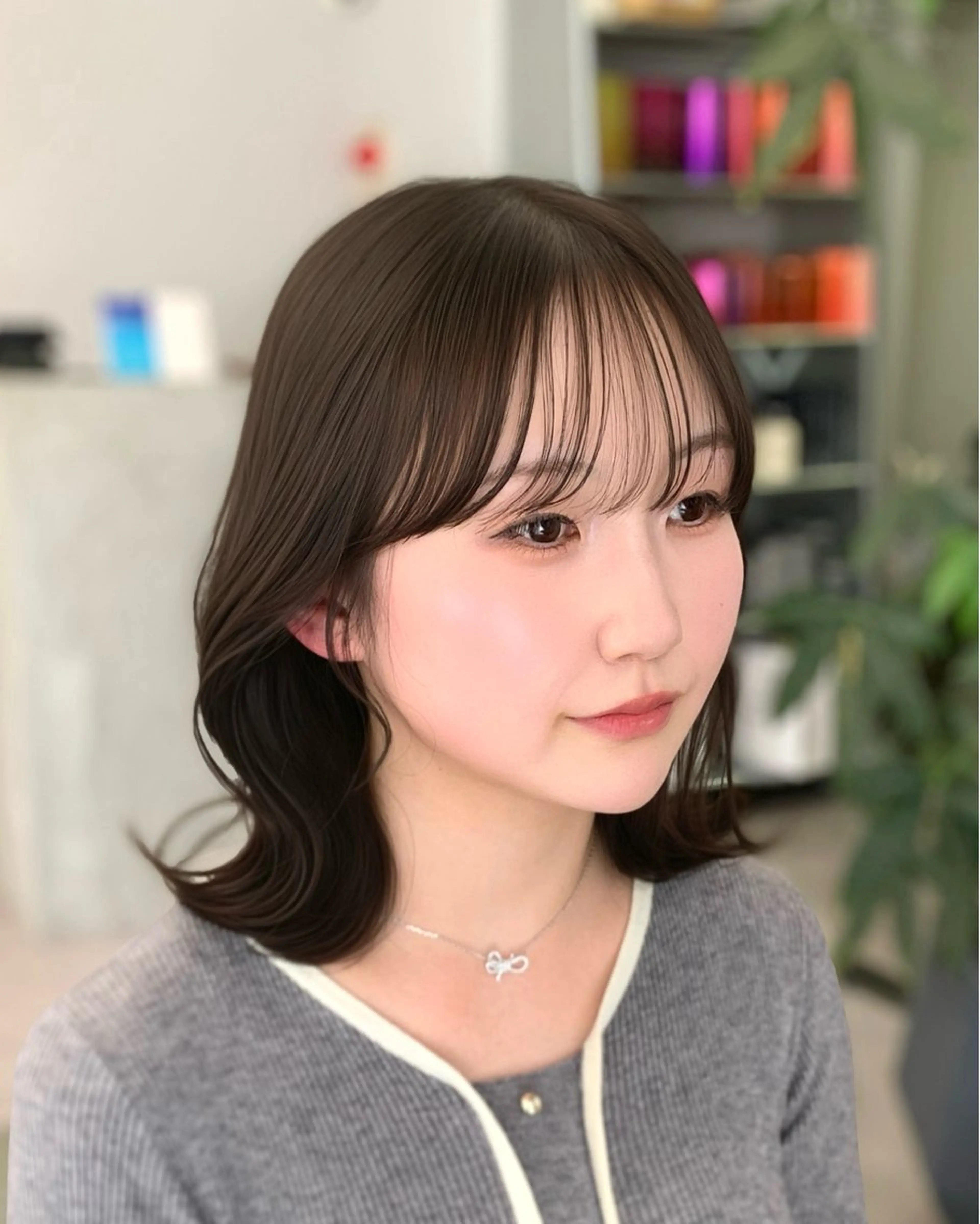 ミディアム カット ヘアカラー 🎀韓国風顔周り× 透明感/梅田/アリサのヘアスタイル