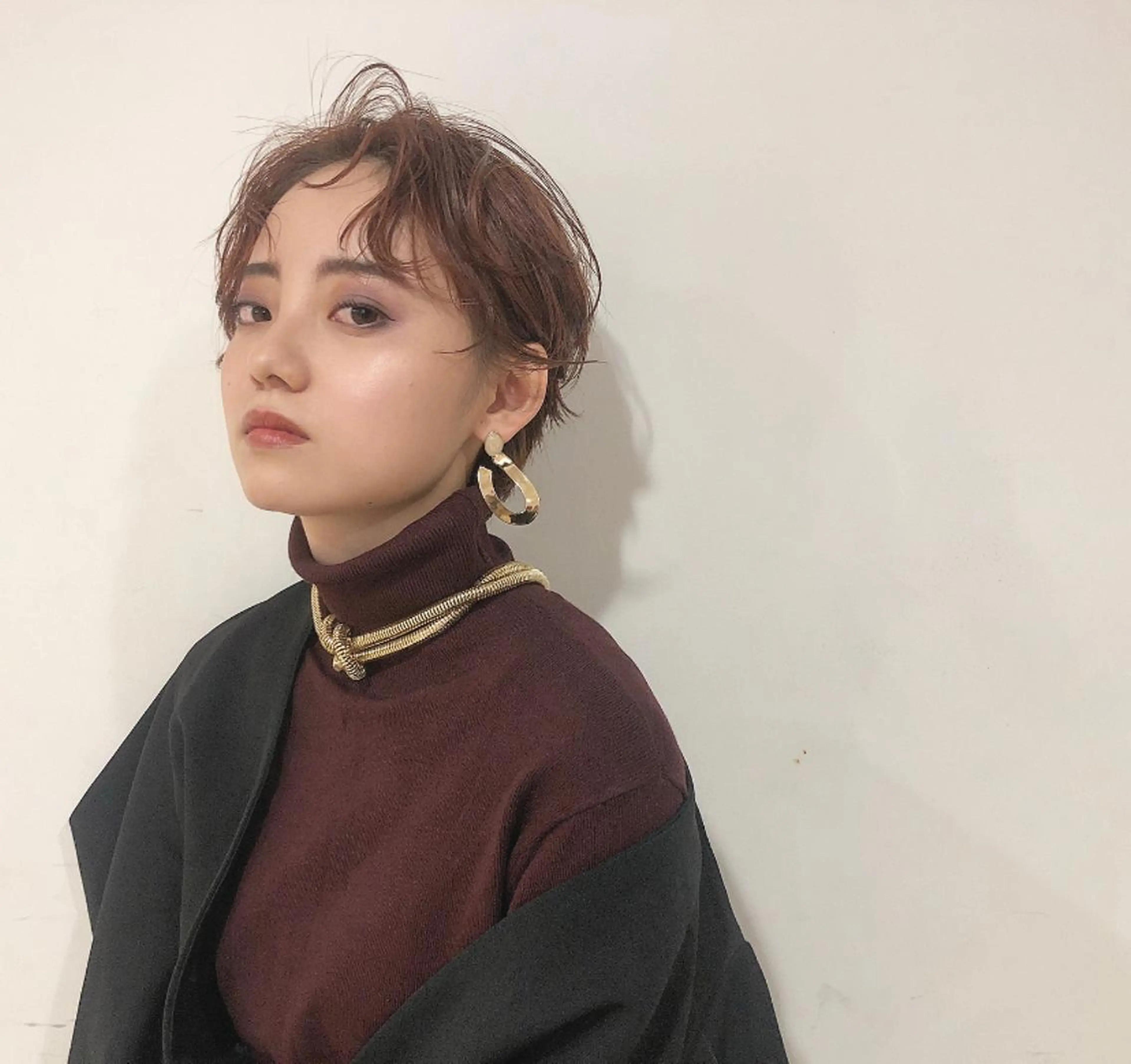 ショート カラー ハンサムショート ショートヘア ANLY.meijijingumae所属・レイヤーカット/ 前髪顔周りカットのヘアスタイル