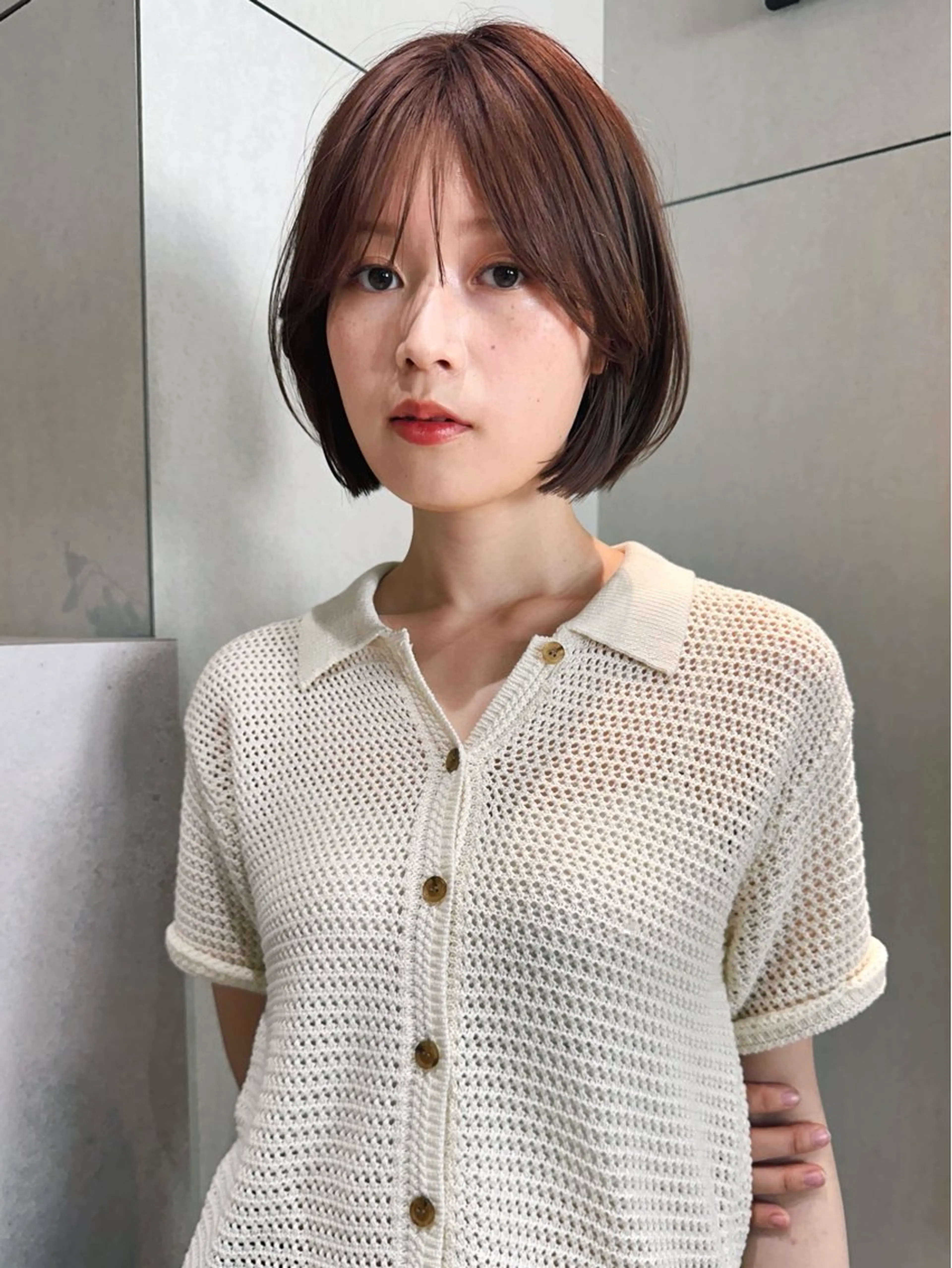 ショート カラー パーマ 🫧小顔×似合わせ× 透明感カラー🫧のヘアスタイル