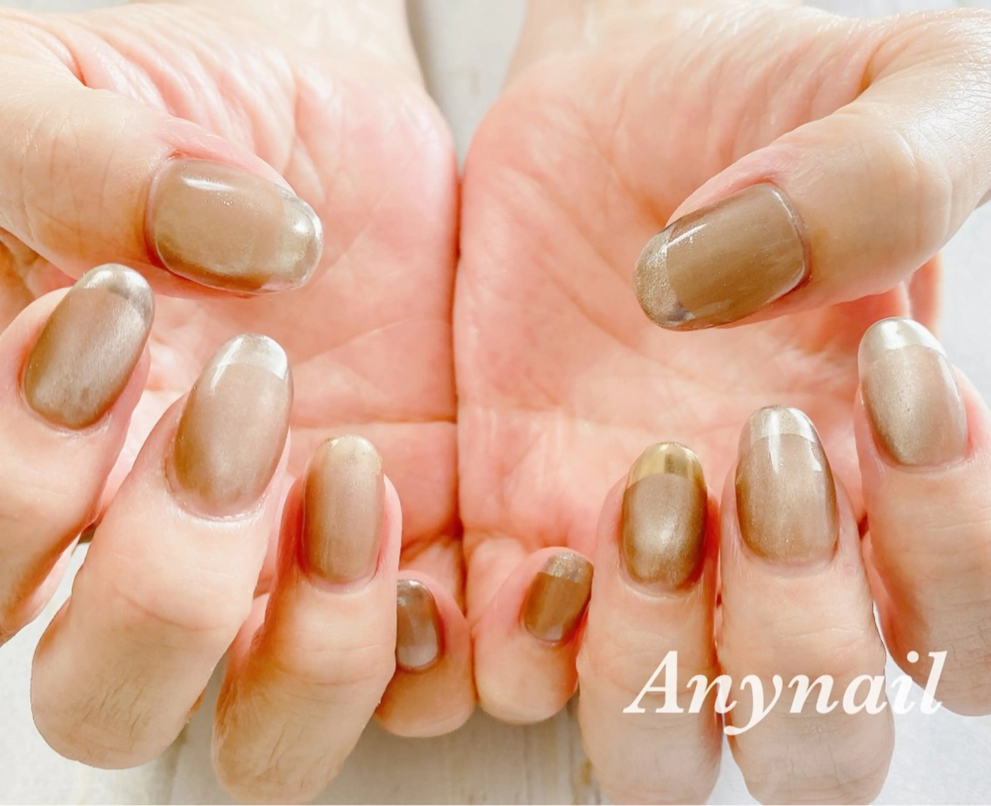 ネイル ブルー フレンチネイル マグネットネイル ミラーネイル 岩澤 恵子のネイルデザイン