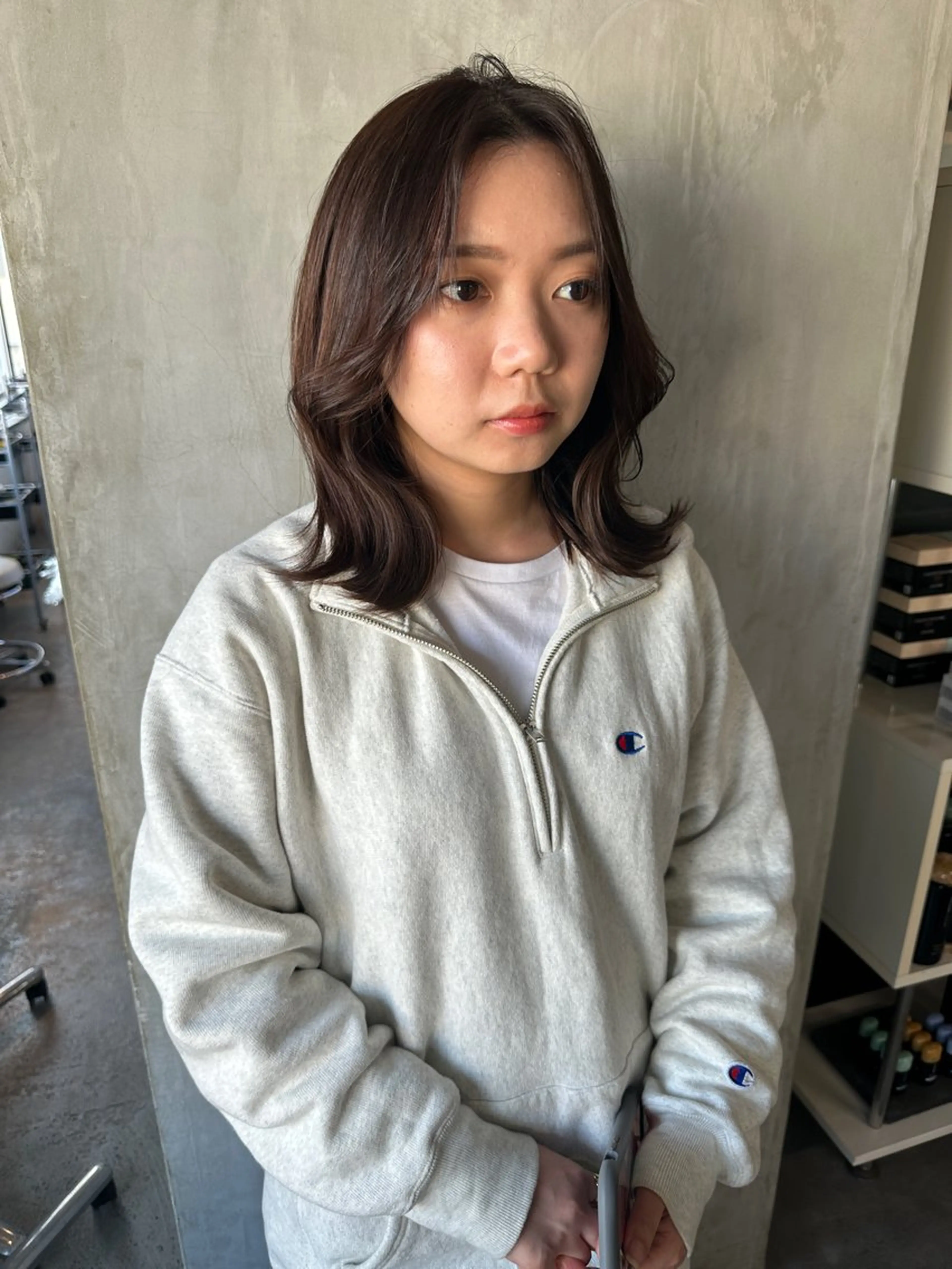 ミディアム カラー ヘアアレンジ くびれヘア くびれレイヤー レイヤーカット stylist/蛯谷 珠里のヘアスタイル