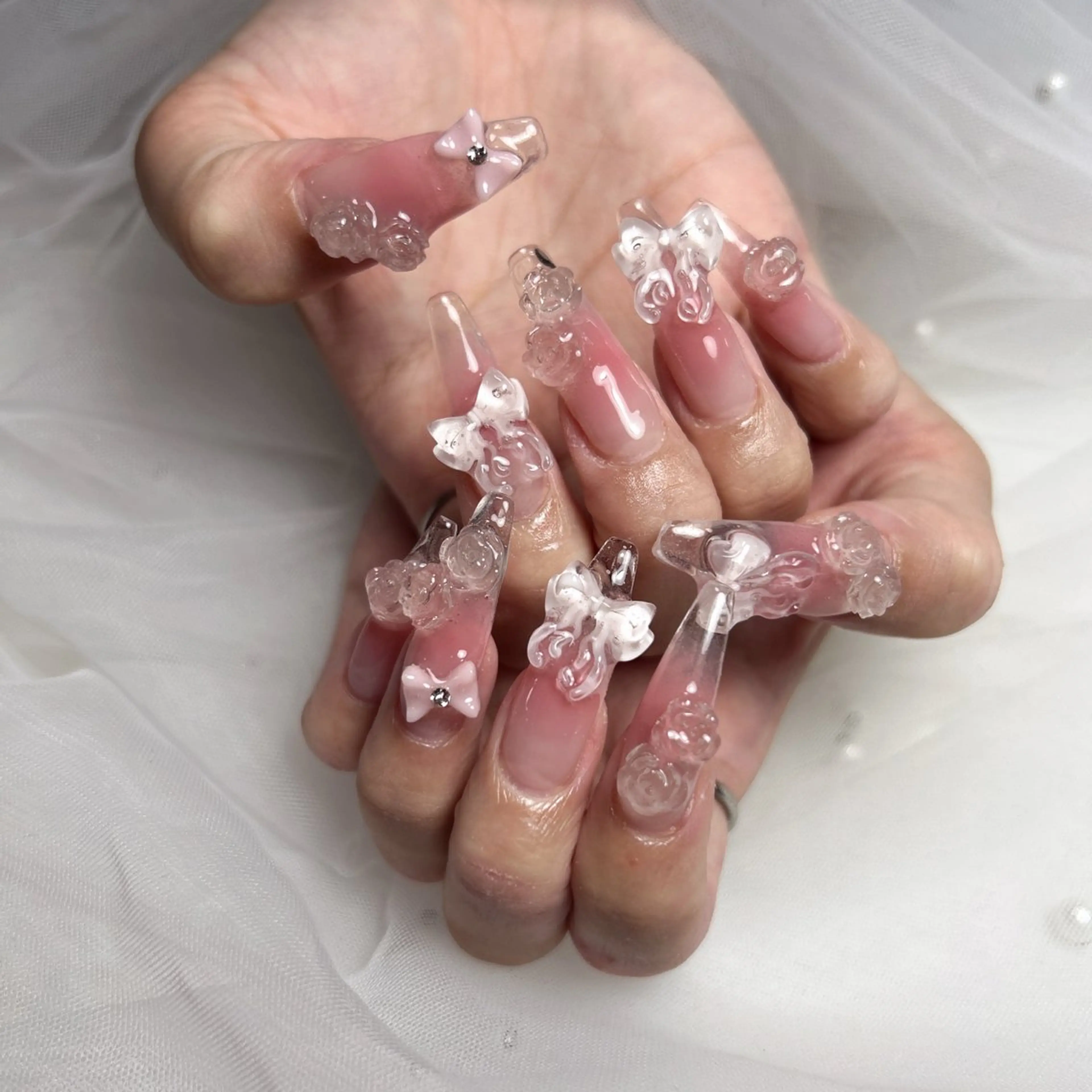 ロング ハンドネイル 28ネイルㅤㅤㅤㅤ ことはのネイルデザイン