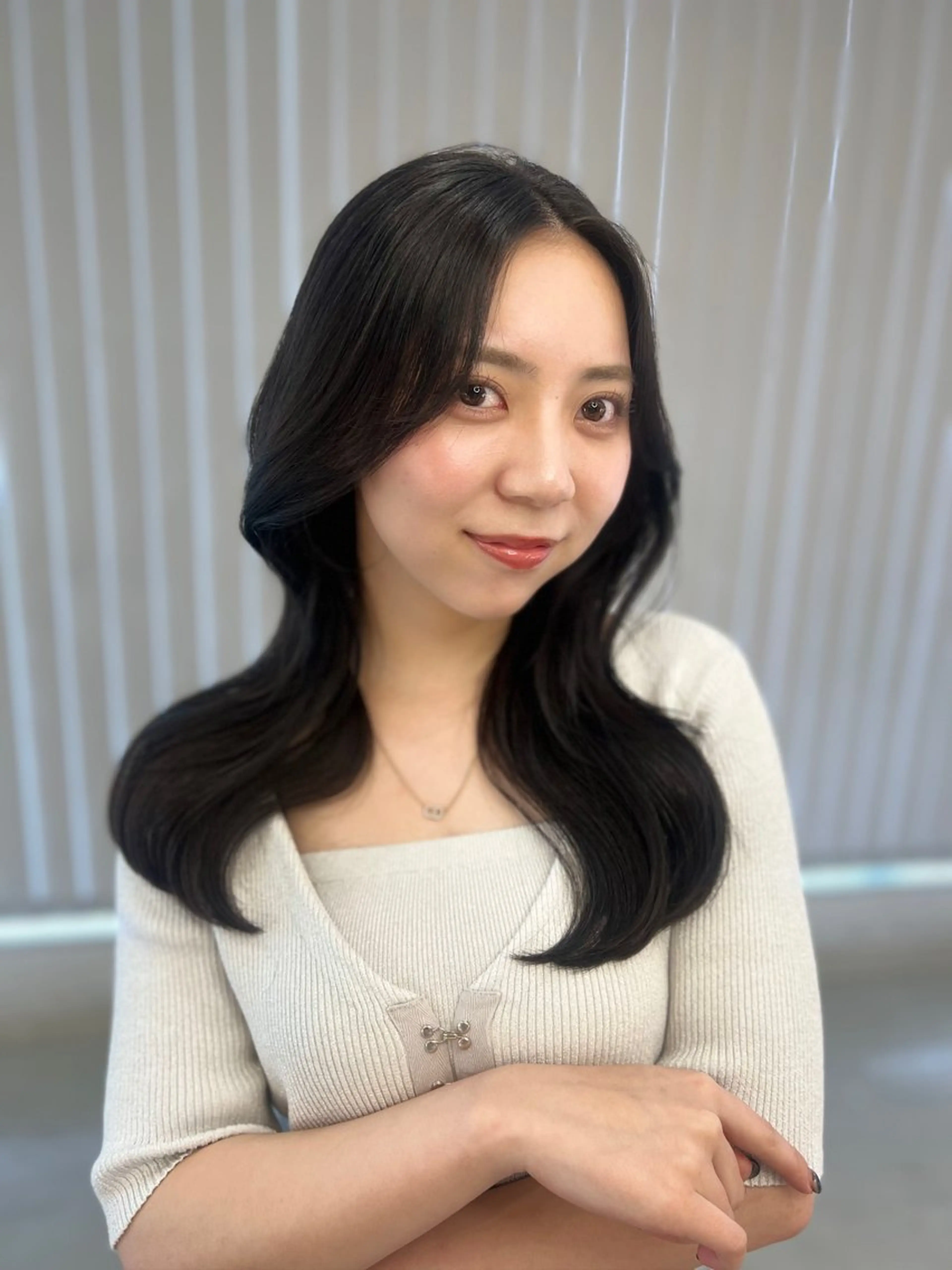 ロング 韓国風顔まわり/ベー ジュ/マツエク♡美咲のヘアスタイル