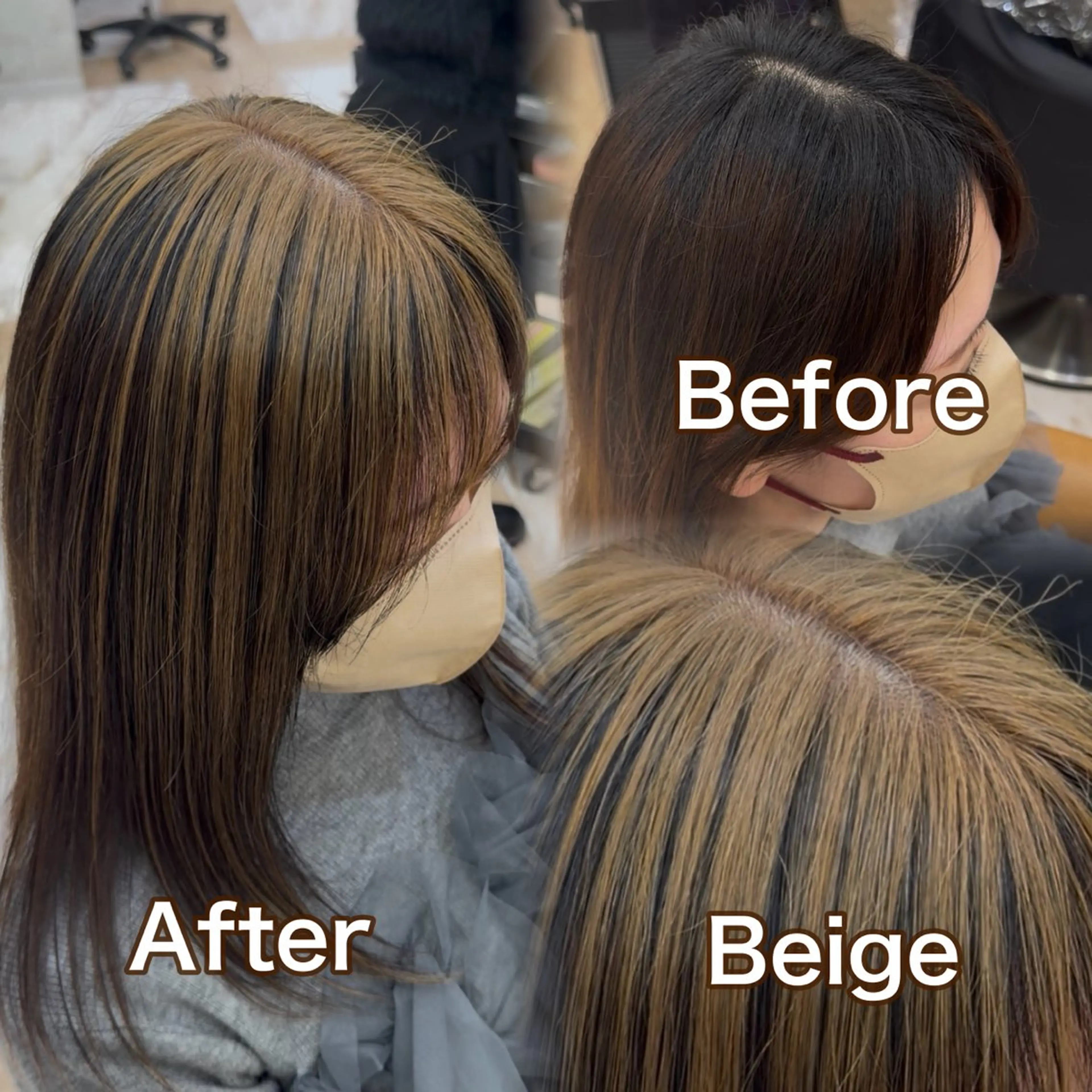 ミディアム カラー カット ヘアカラー トリートメント ダブルカラー/ 髪質改善/ハクのヘアスタイル