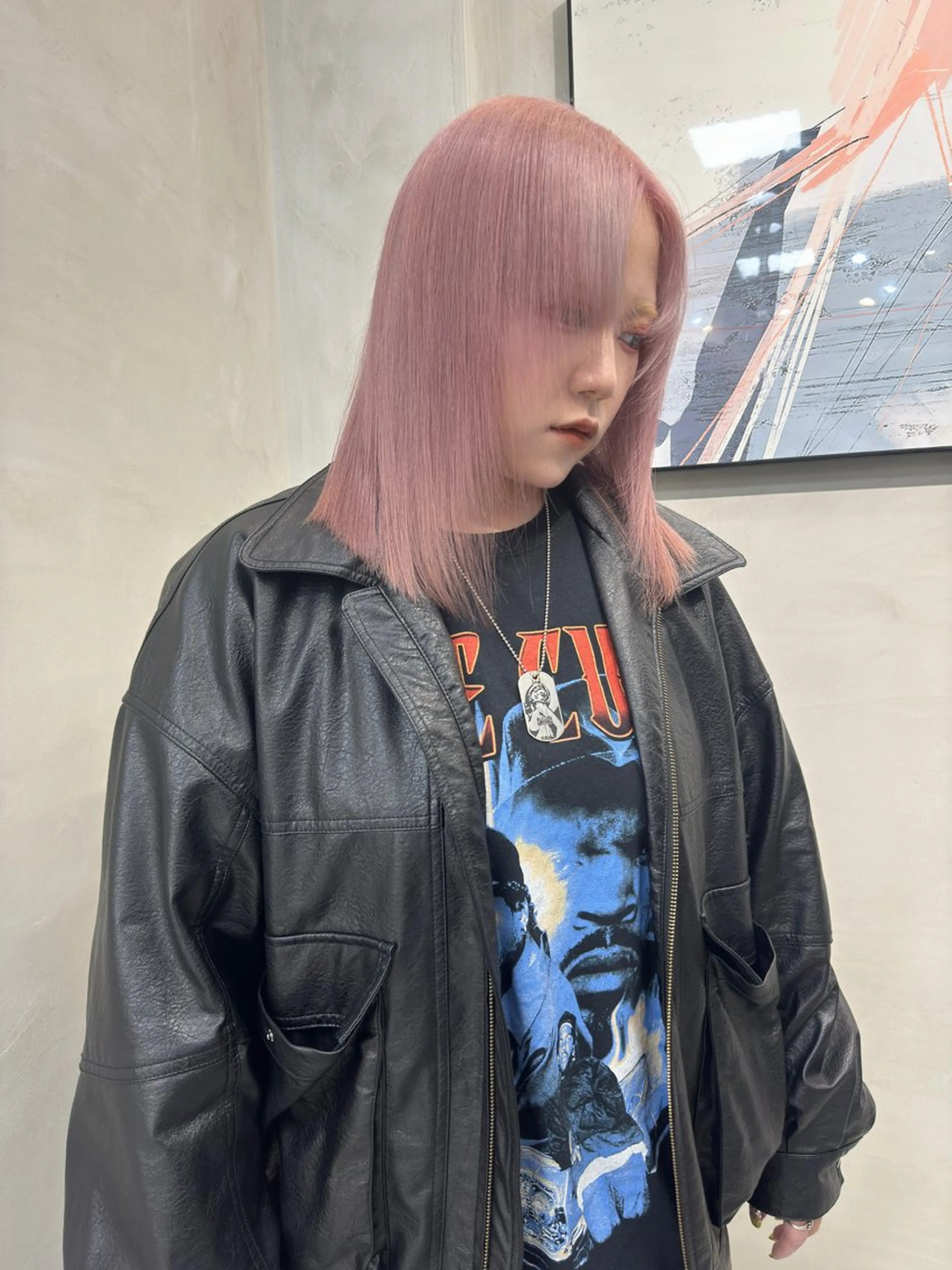 カラー ベージュカラー ピンクカラー ピンクベージュ ヘアカラー エフェクトブリーチ /ウルフ/クワさんのヘアスタイル