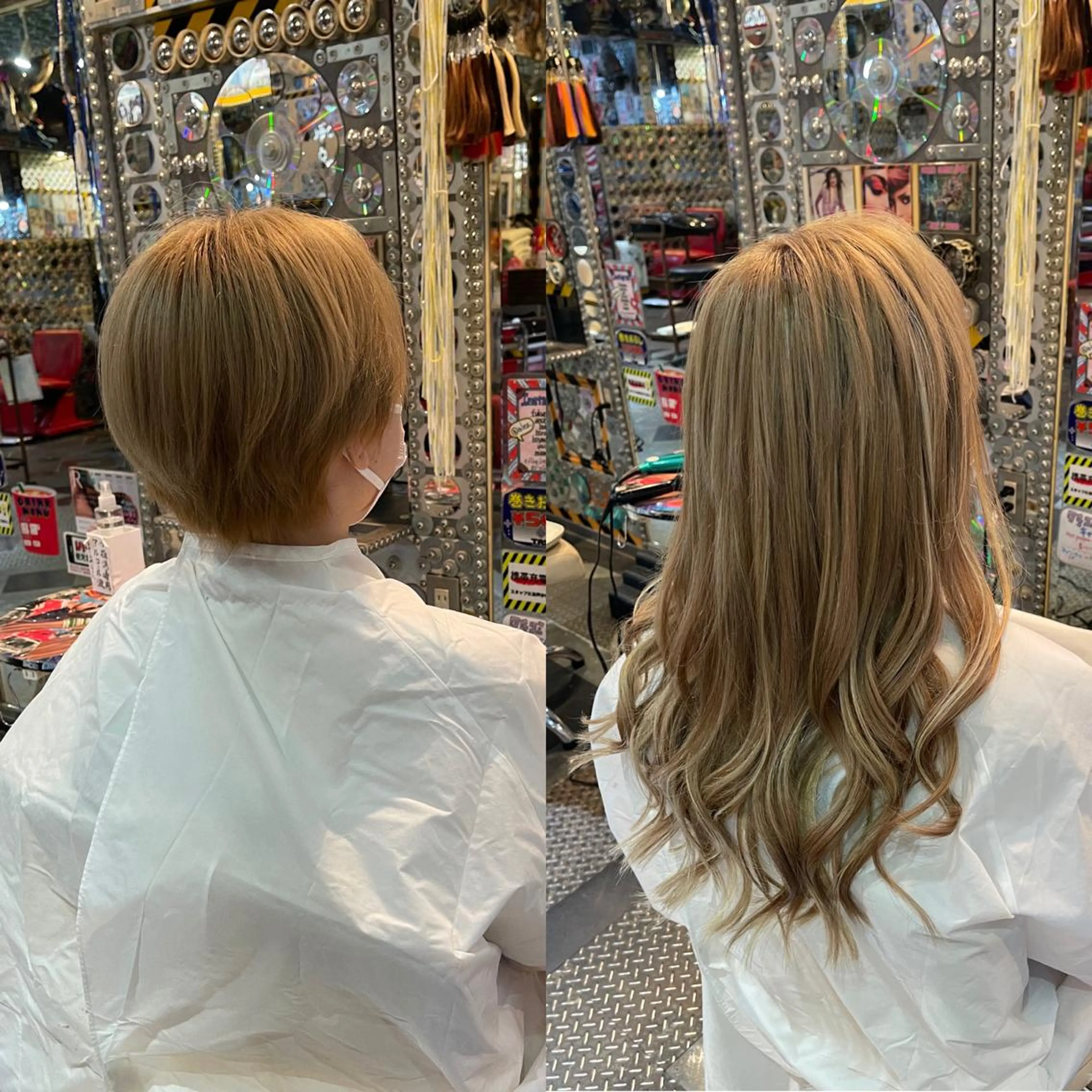 ショート カラー ヘアアレンジ 編み込みエクステ シールエクステ ハイトーンカラー エクステ ショートヘア haco+所属・🌈派手髪エクステ ブレイズ🌈ひろとのヘアスタイル