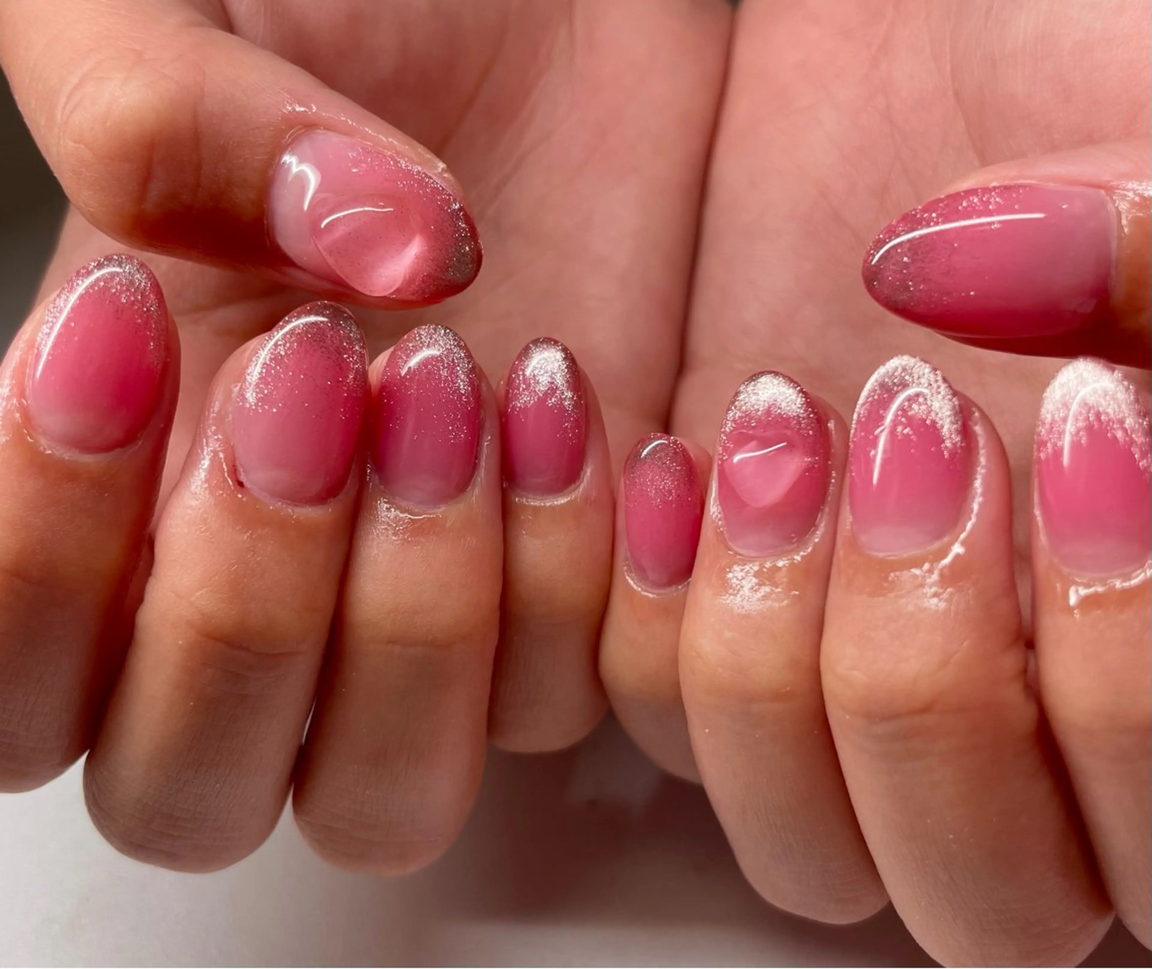 ネイル フレンチネイル グラデーション 韓国ネイル マグネットネイル ピンク ハンドネイル Nail Salon JANEのネイルデザイン