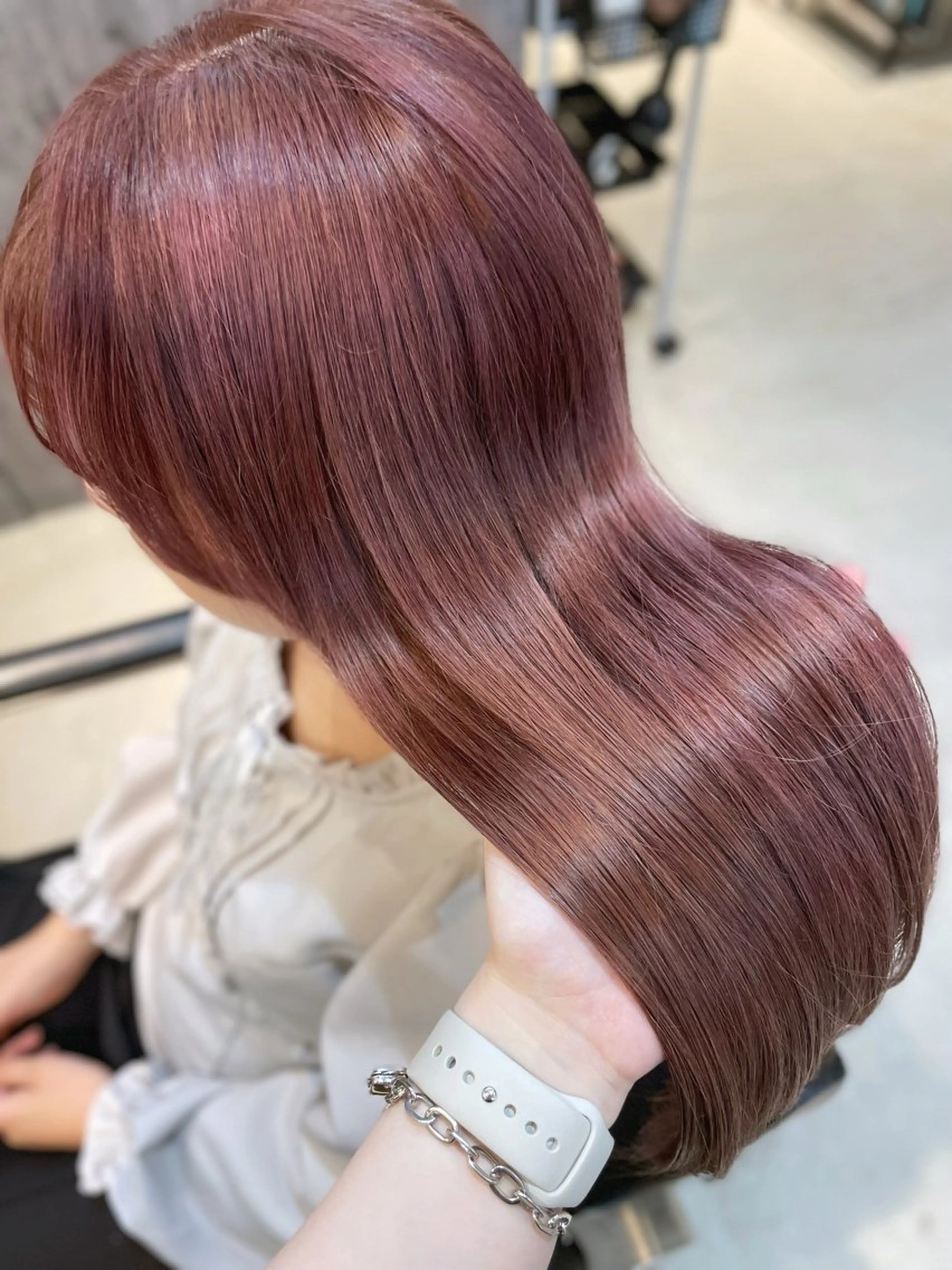 ロング カラー ベージュカラー ブリーチ ピンクカラー ピンクベージュ noa hair design 町田店所属・miyu♡̷̷ 韓国ヘア/顔まわりのヘアスタイル