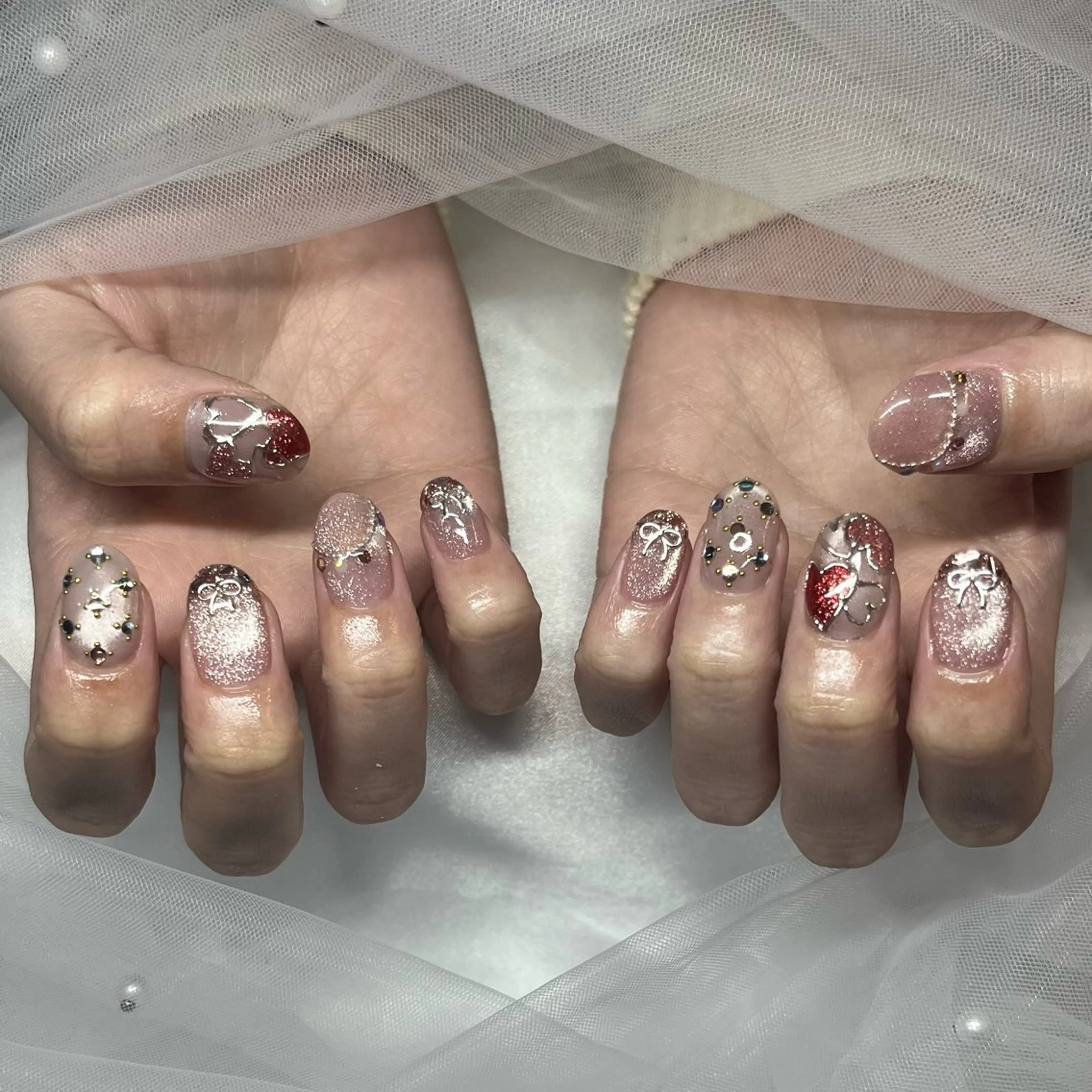 ネイル ピンク バレンタイン ハンドネイル MIYUNA 💅のネイルデザイン