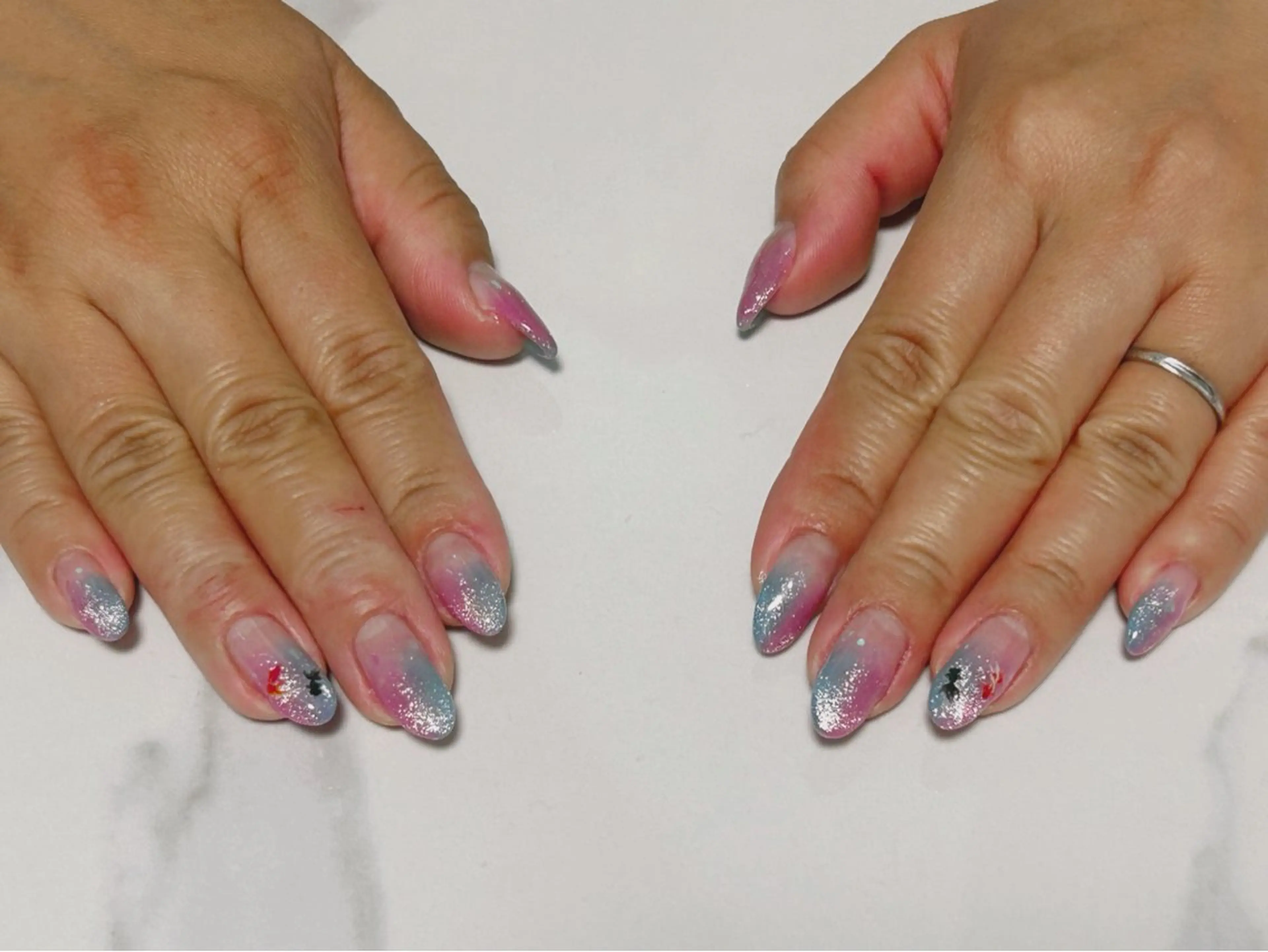 ネイル 水色 マグネットネイル ピンク i nailのネイルデザイン