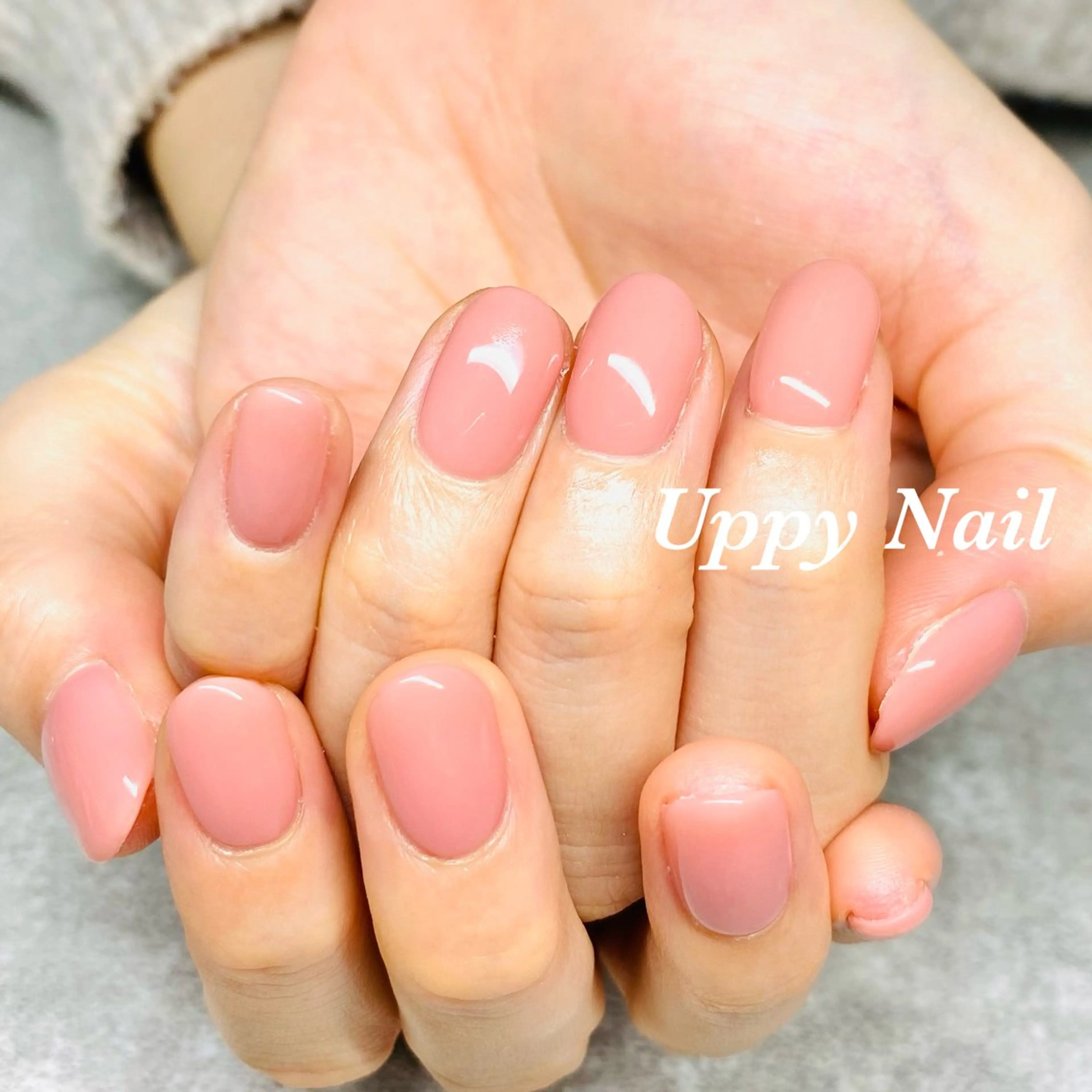 ネイル ワンカラーネイル ピンク 春ネイル ハンドネイル Uppy Nail ukyoのネイルデザイン