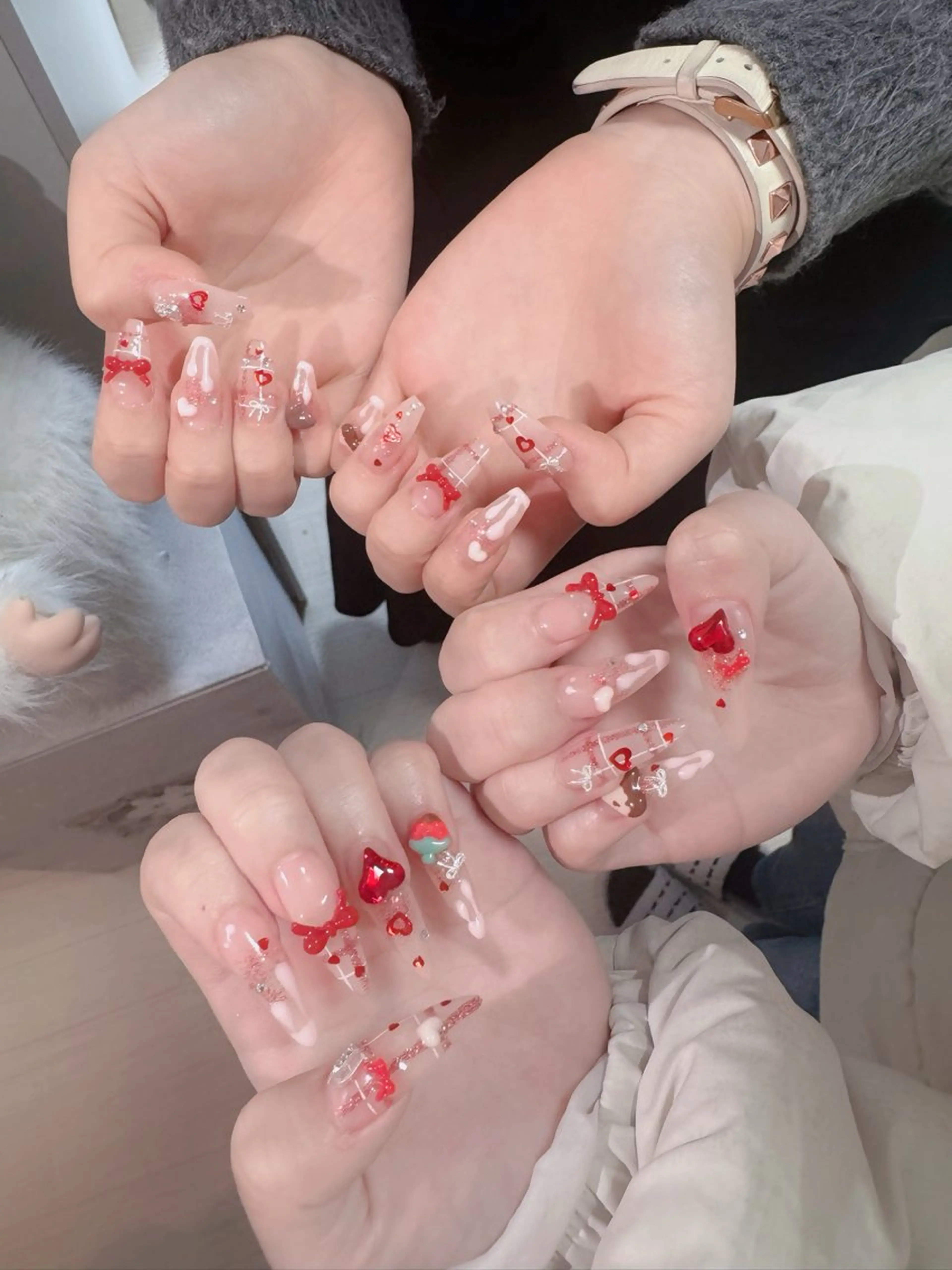 ネイル フレンチネイル ジェルネイル ガラスフレンチ ハロウィン ハート ハンドネイル H.baby Nail Salonのネイルデザイン