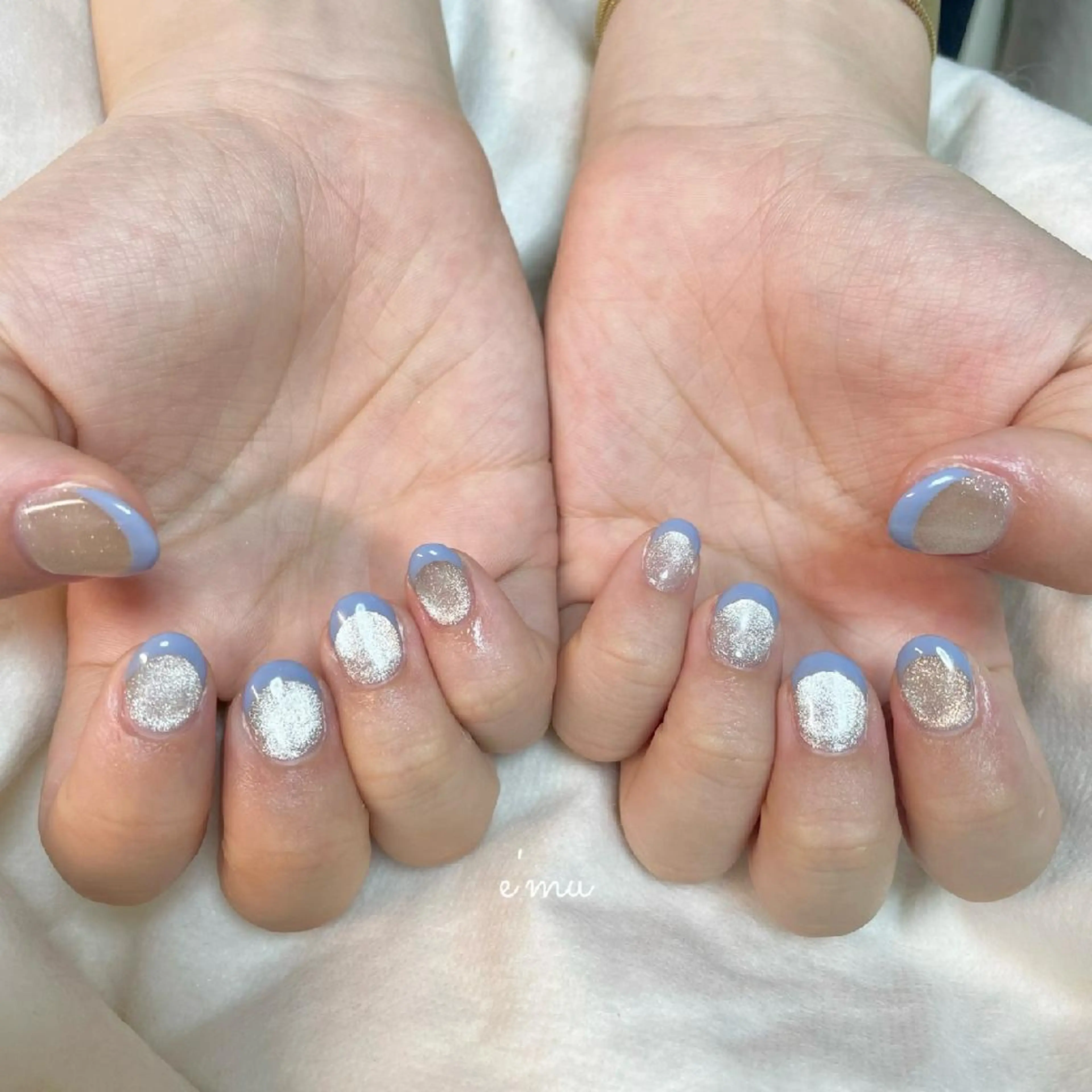 ネイル フレンチネイル マグネットネイル ハンドネイル nail salon e'mu💐のネイルデザイン
