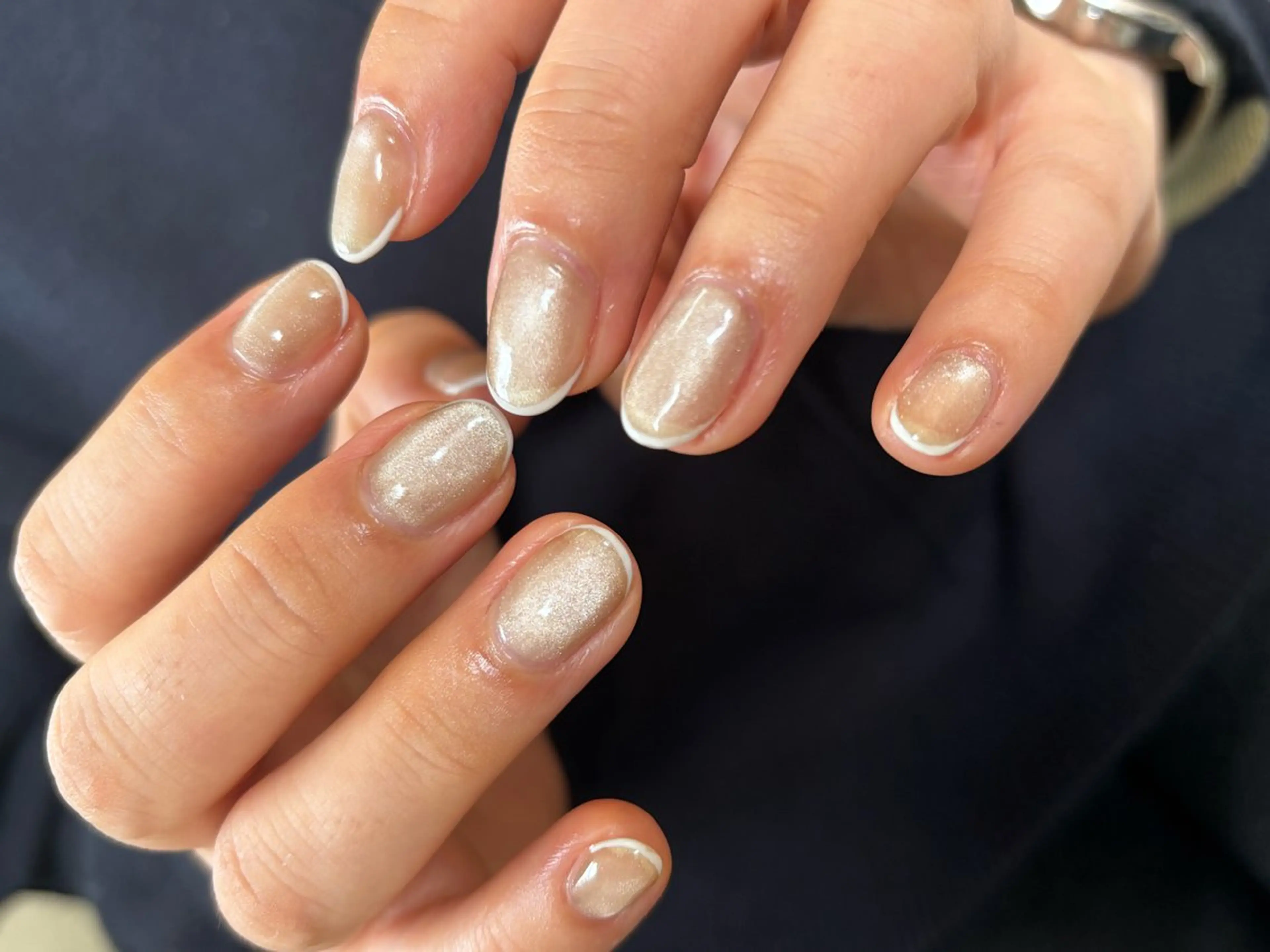 ネイル フレンチネイル ジェルネイル マグネットネイル マグネットフレンチ ニュアンスネイル ハンドネイル tamu nail 　金町のネイルデザイン