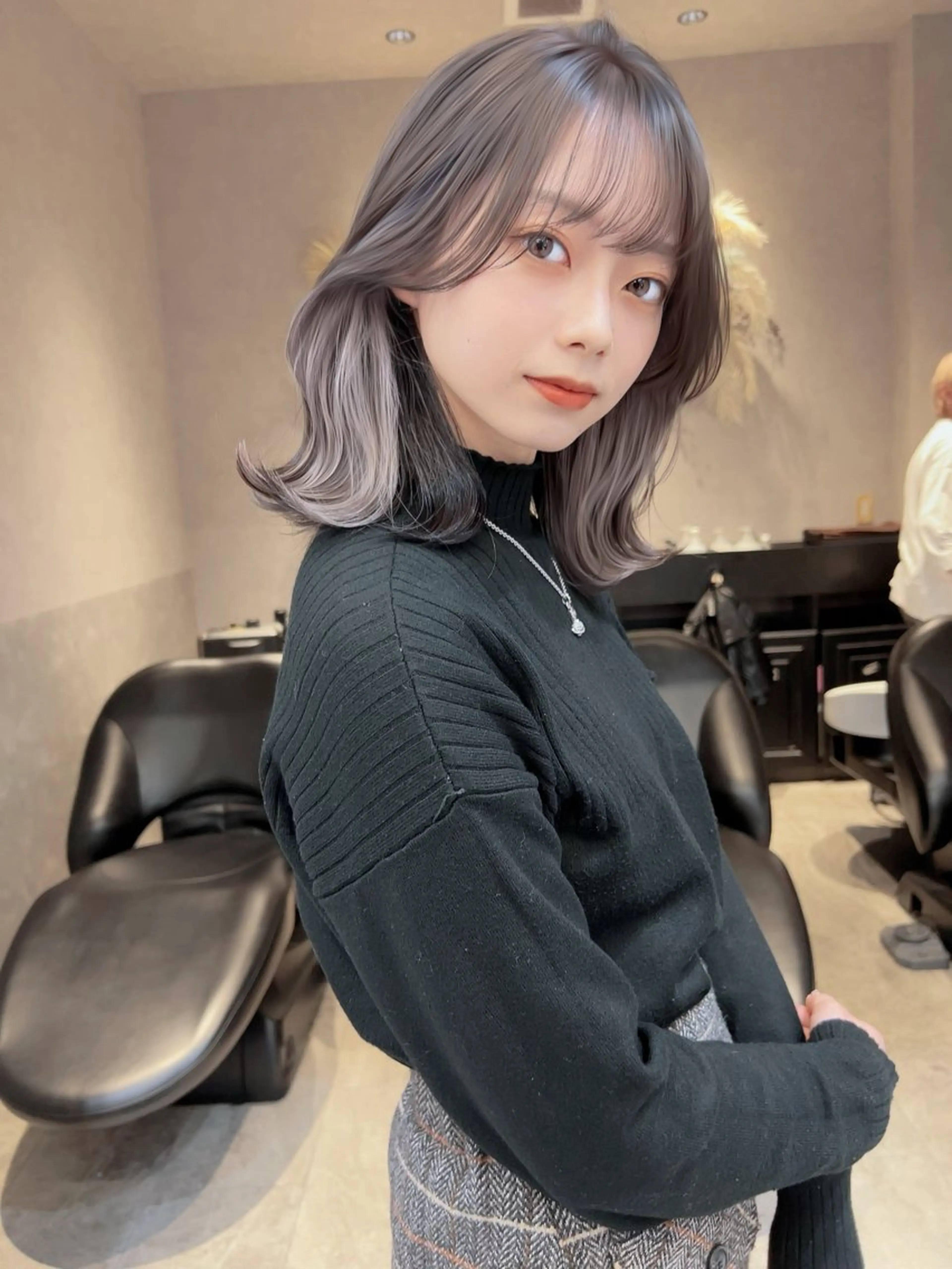 ミディアム カラー ヘアカラー トリートメント ハイトーンヘア れおん🌙のヘアスタイル