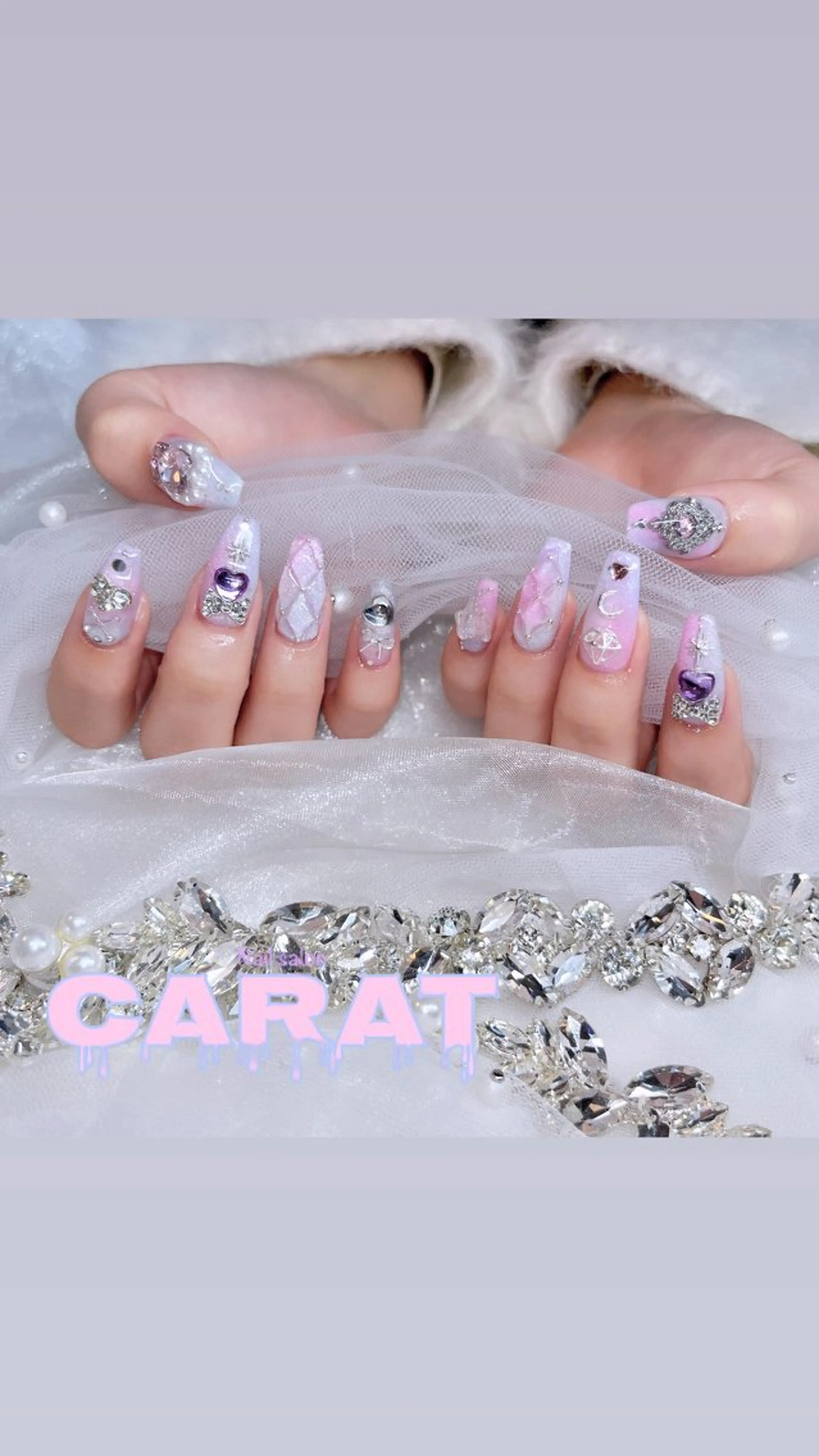 ネイル フレンチネイル キラキラネイル 韓国ネイル ニュアンスネイル シンプルネイル ハンドネイル CARAT/ Rinaのネイルデザイン