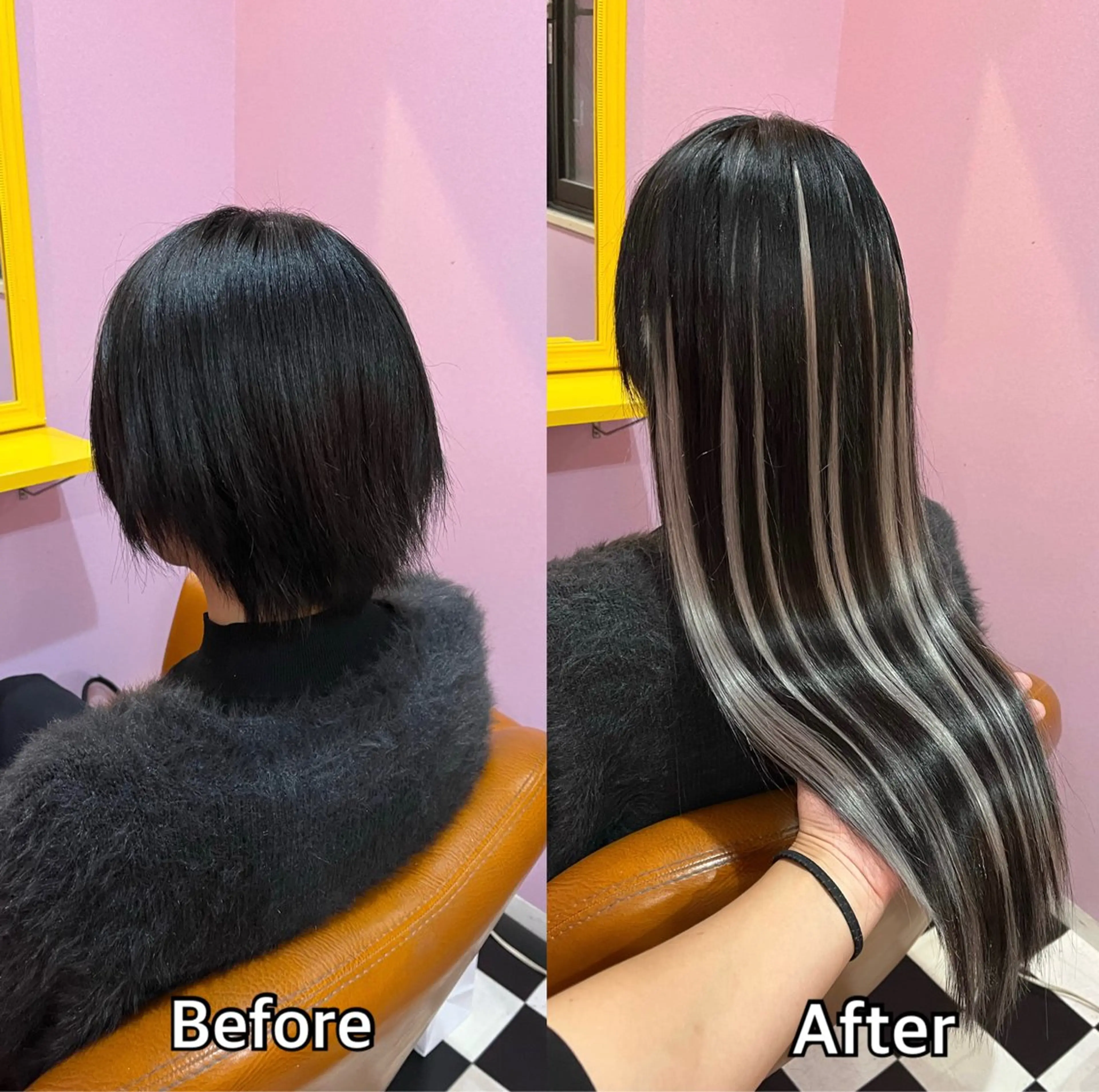 ロング エクステ シール＋ちび編み込み エクステ梅田🐨のヘアスタイル