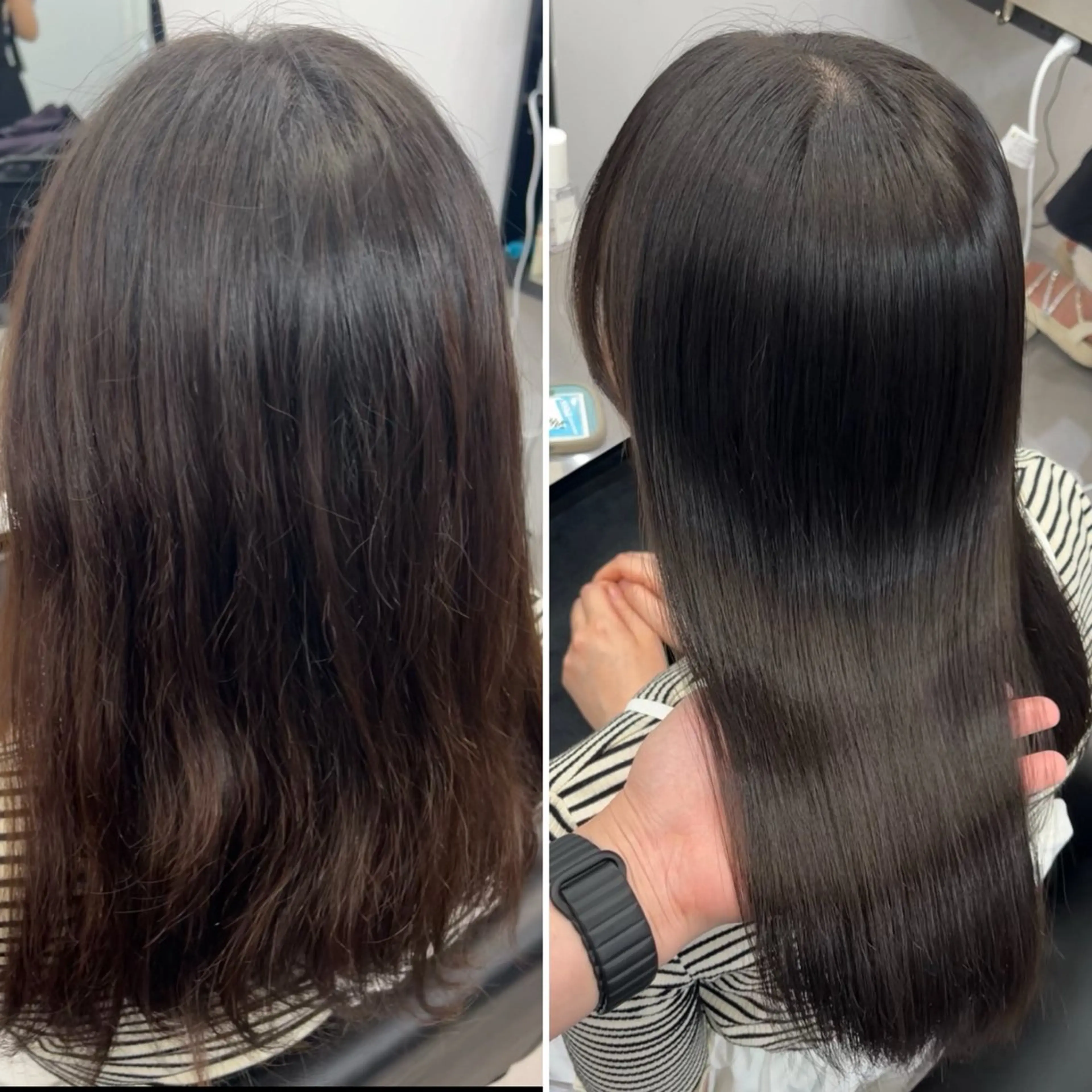 セミロング カット ヘアカラー 縮毛矯正 トリートメント 髪質改善/縮毛矯正 梅田茶屋町/西尾祐作のヘアスタイル