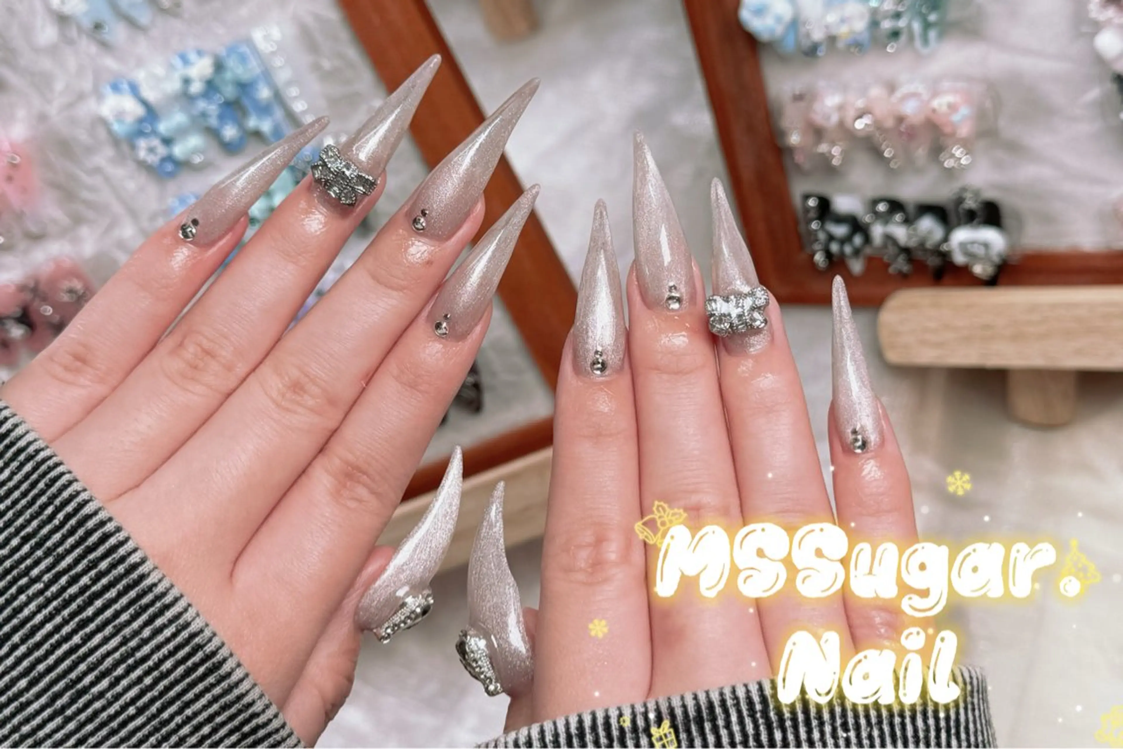 ネイル ハロウィン ロングネイル マグネットネイル スカルプネイル ネイルチップ ハンドネイル MSSugar Nailのネイルデザイン