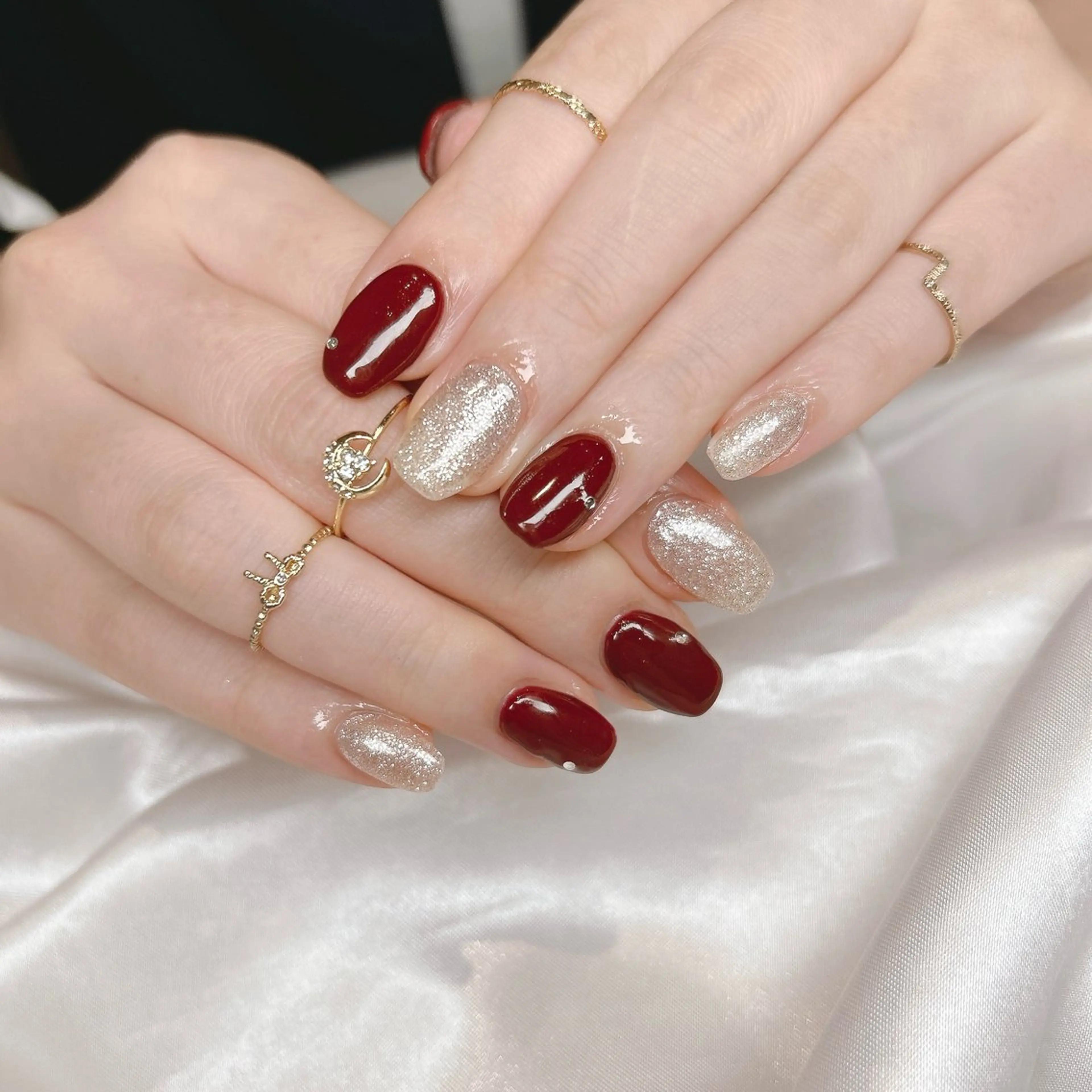 ネイル ボルドー ハンドネイル junna のぞいてねのネイルデザイン