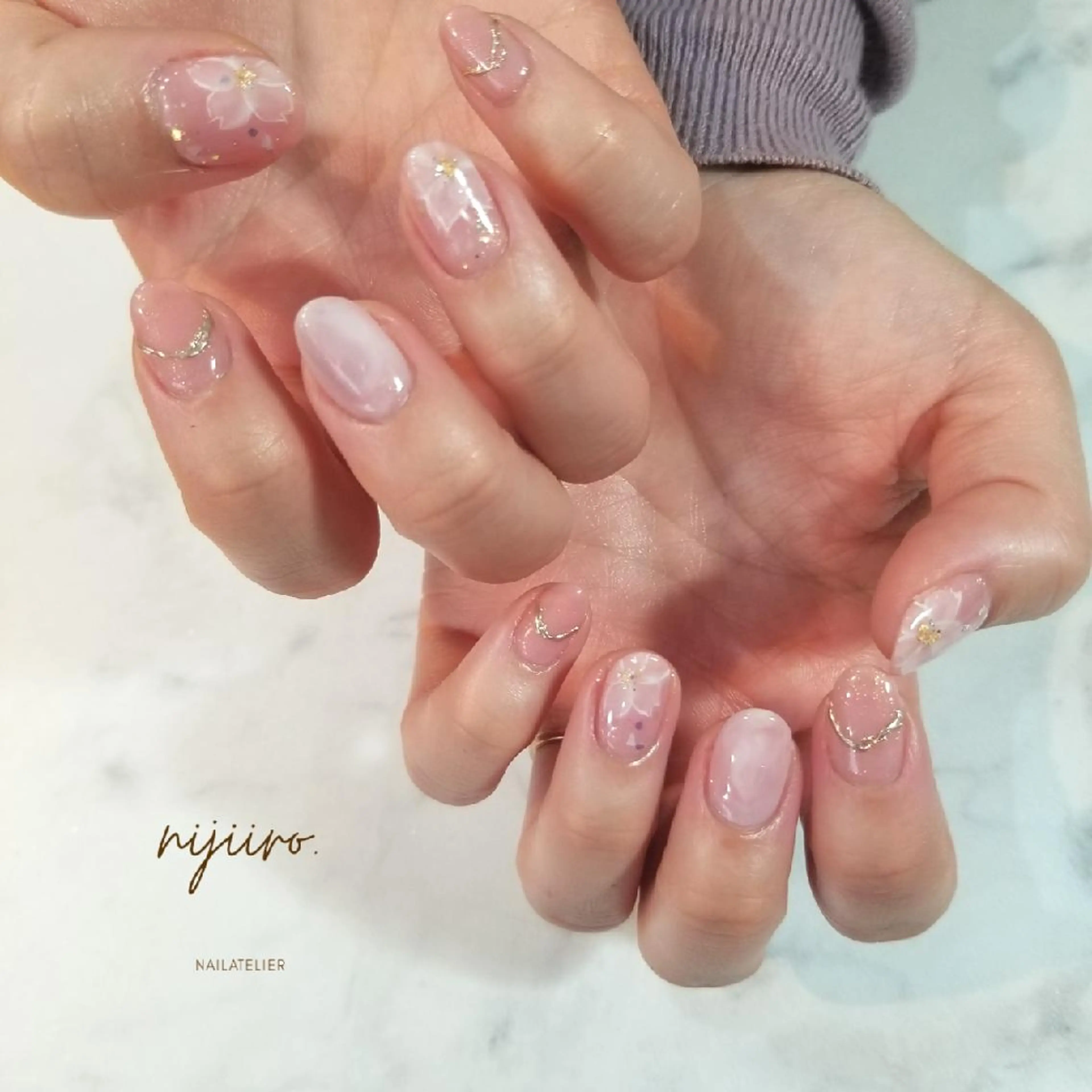 ネイル 桜ネイル ハンドネイル nailatelier nijiiro.所属・nijiiro🌈 サトウのネイルデザイン