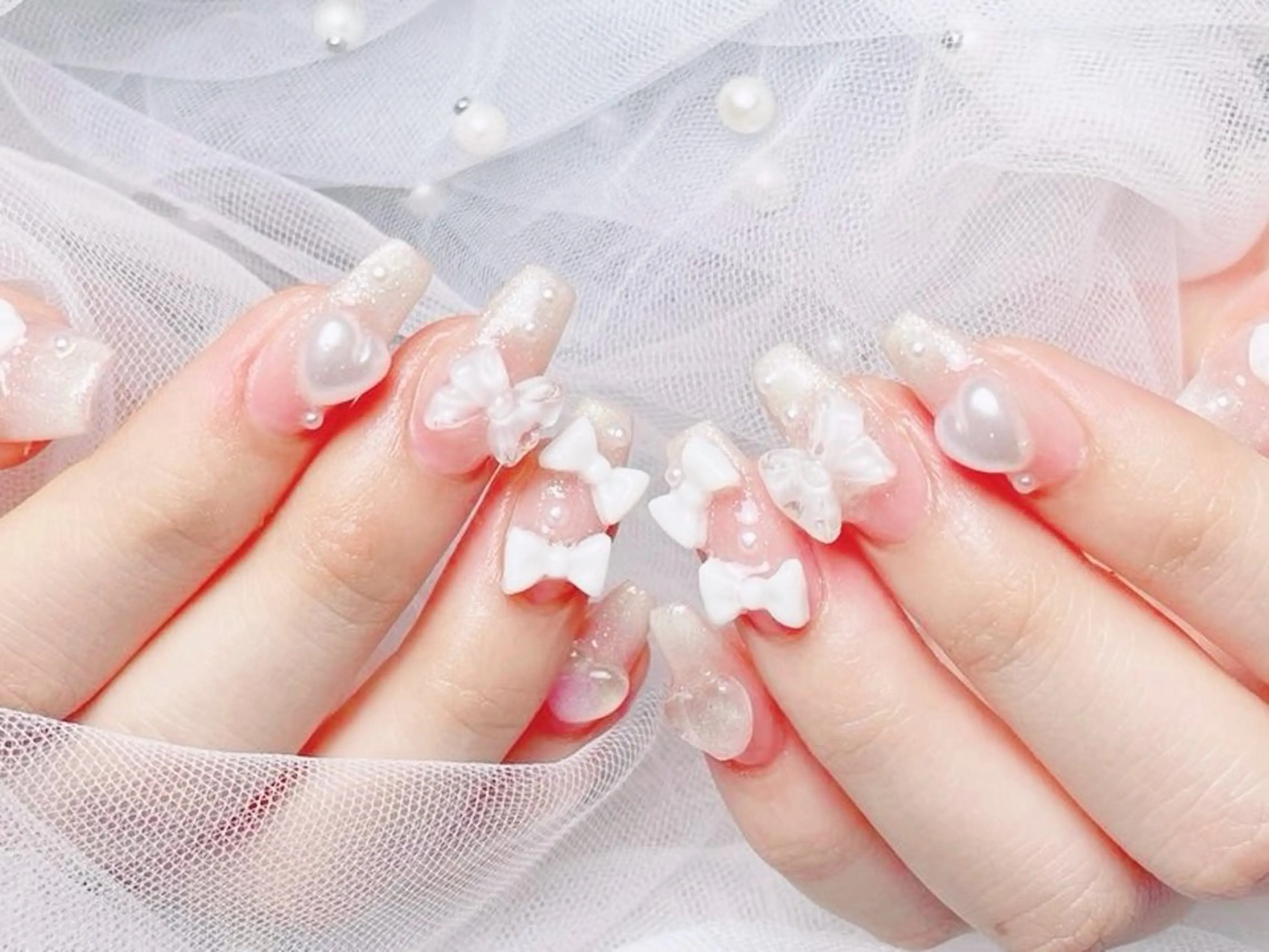 ネイル フレンチネイル ジェルネイル ハート 韓国ネイル マグネットネイル ネイルサロン lotusのネイルデザイン