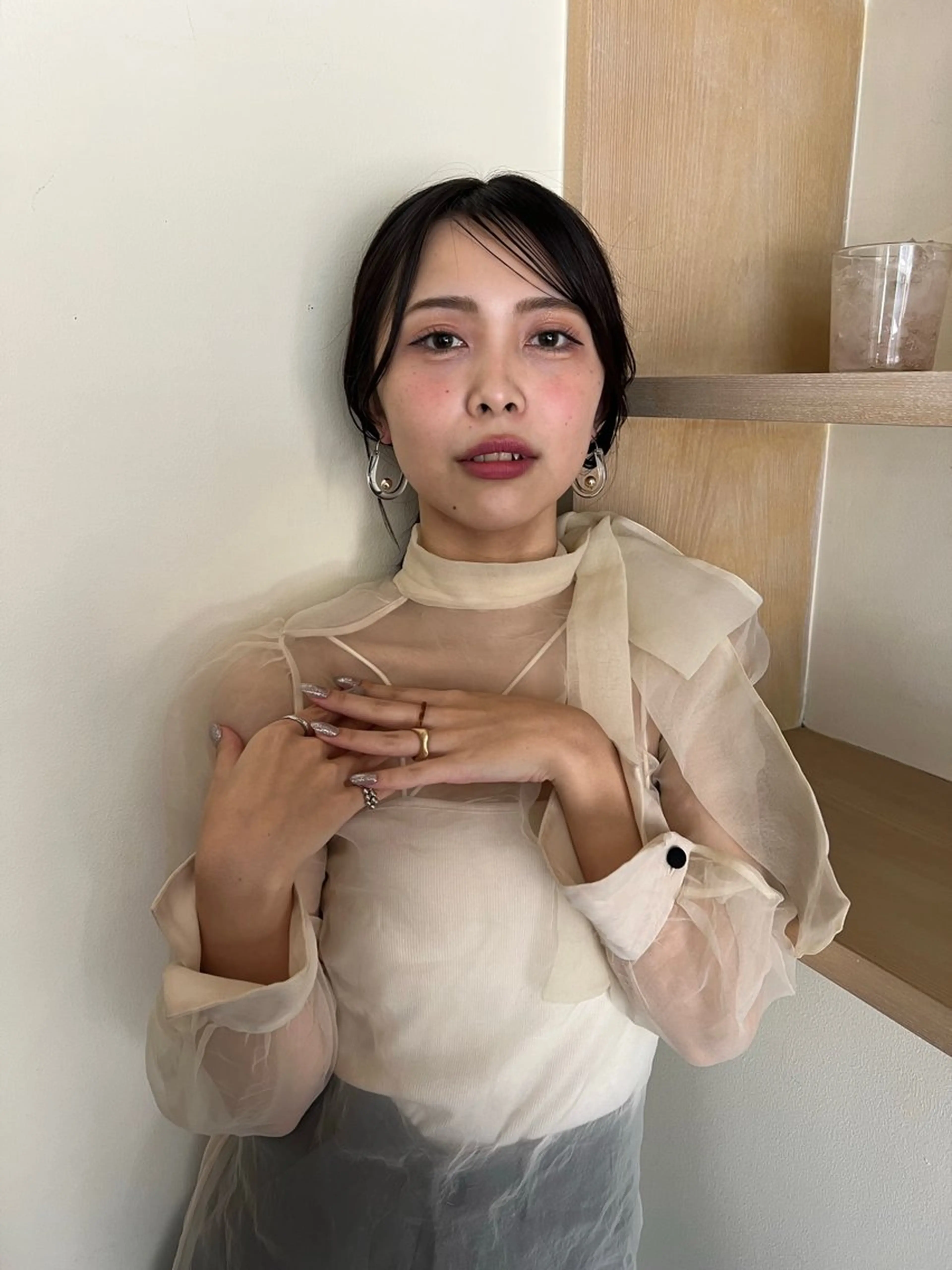 ミディアム ヘアアレンジ センターパート/ 暖色カラーayuのヘアスタイル