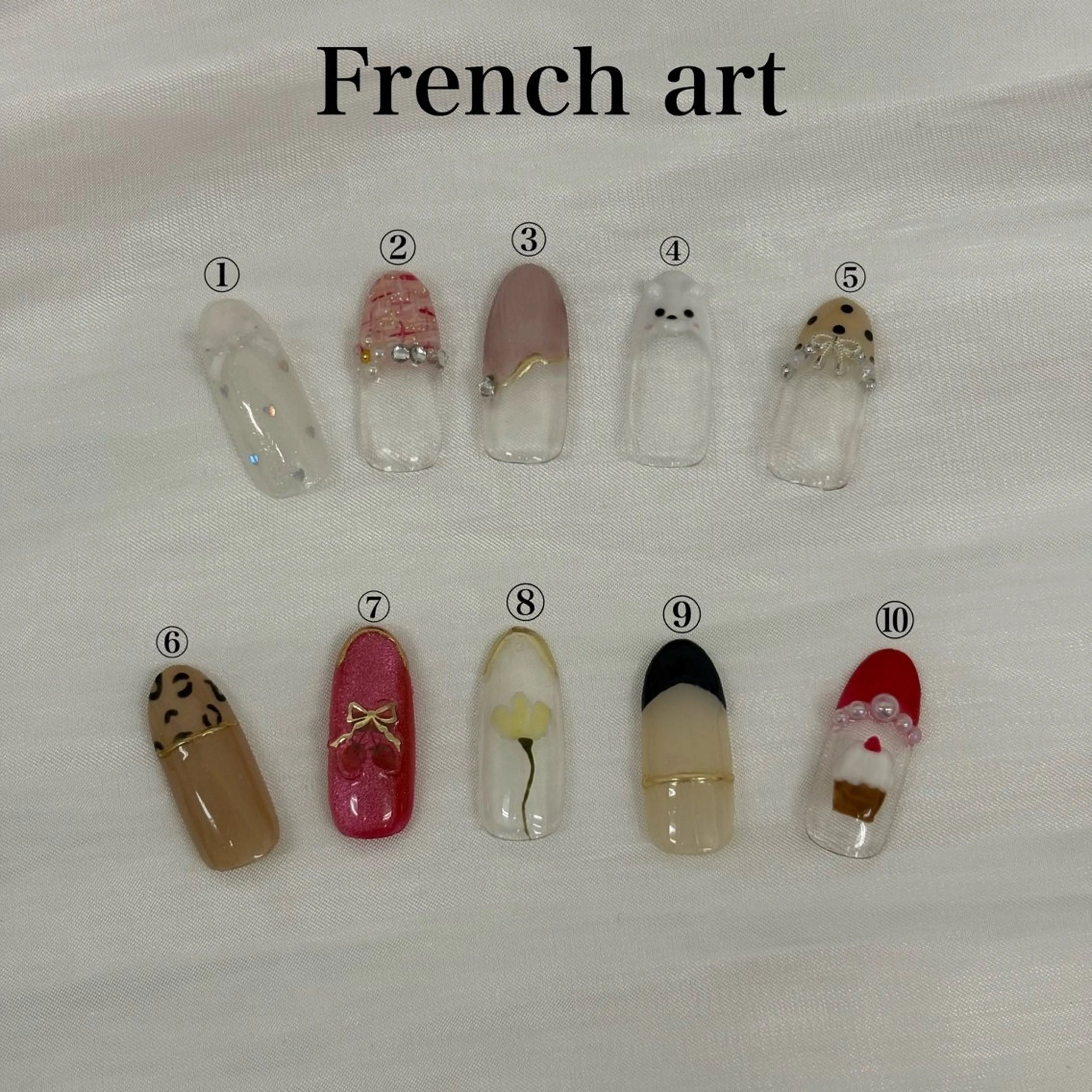 6.【オフなし】フレンチ+写真アート2本付 0円の写真