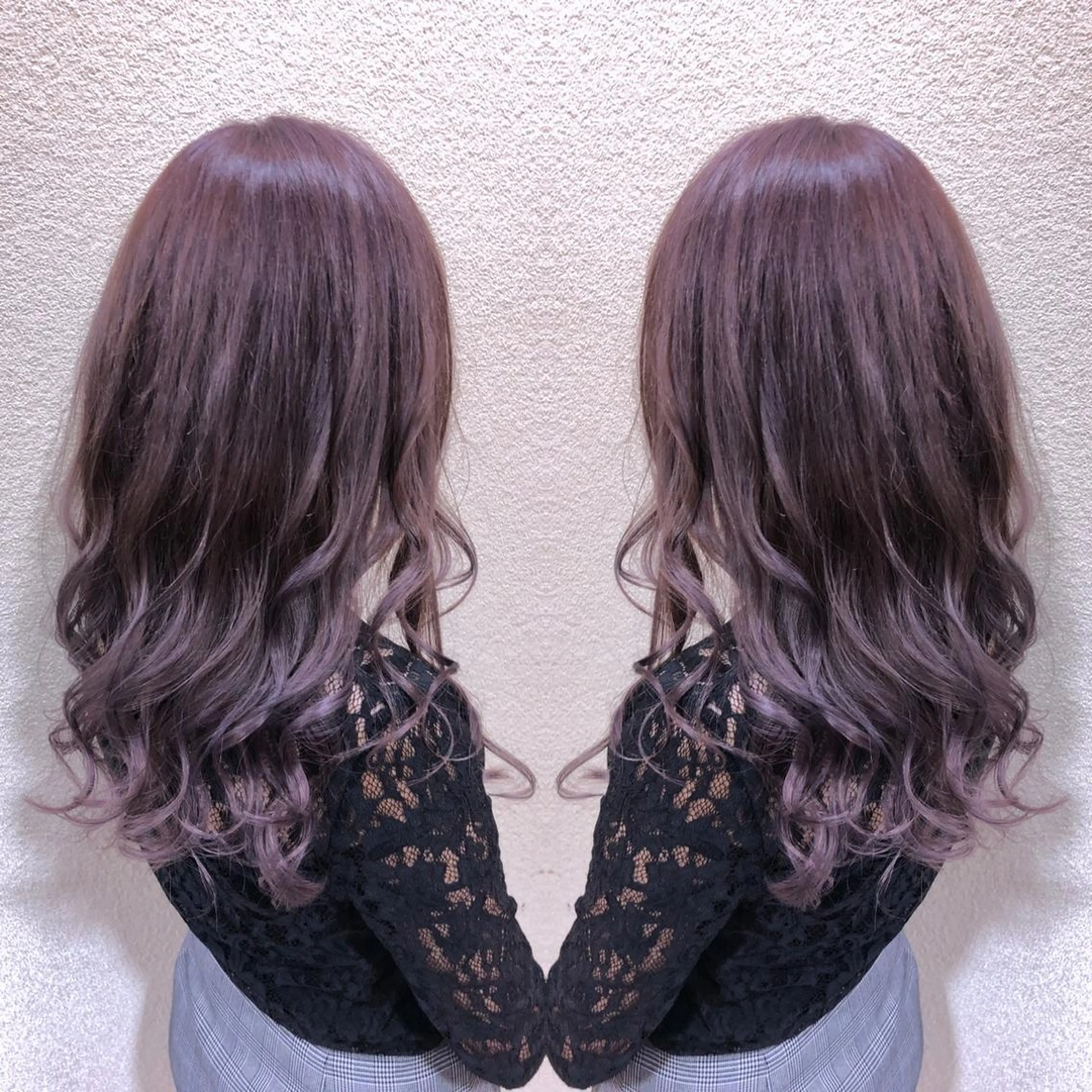 セミロング カラー パープルカラー シルバー 髪質改善特化サロン ICONIQ天神店のヘアスタイル