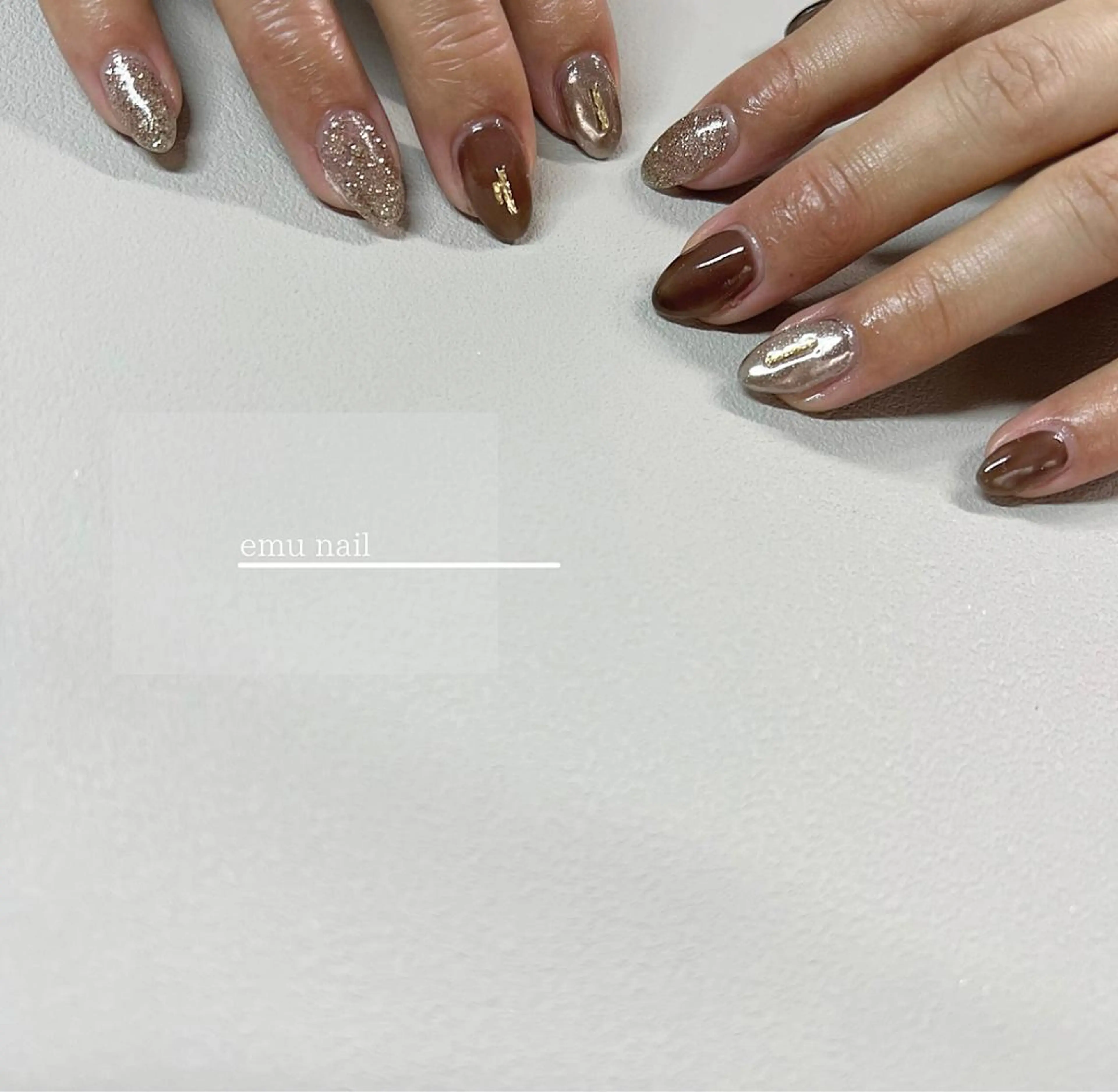 ネイル ラメ(グリッター) ミラーネイル emu nailのネイルデザイン