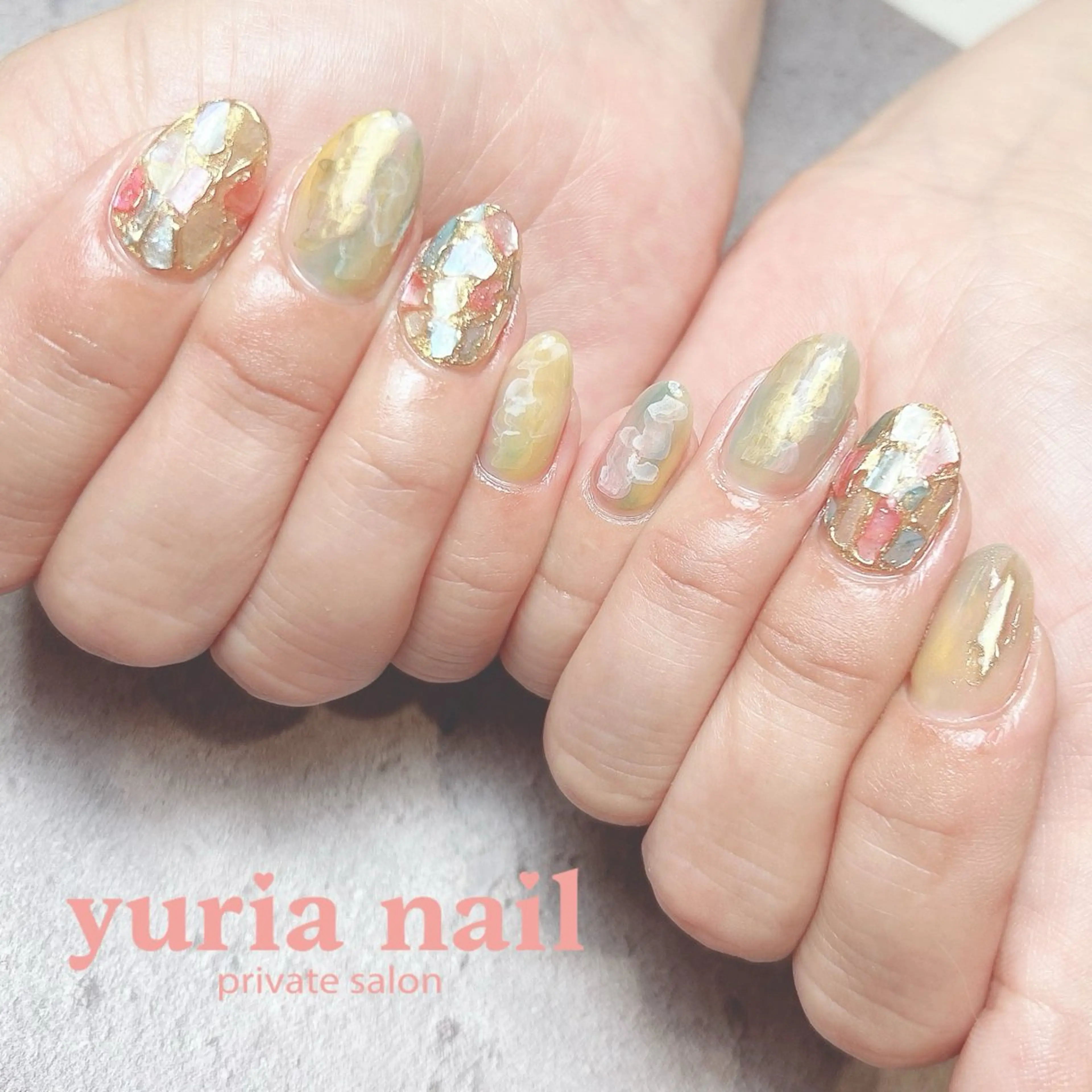 ネイル ジェルネイル 大理石ネイル(マーブル) ニュアンスネイル ハンドネイル 小林 ゆりあのネイルデザイン