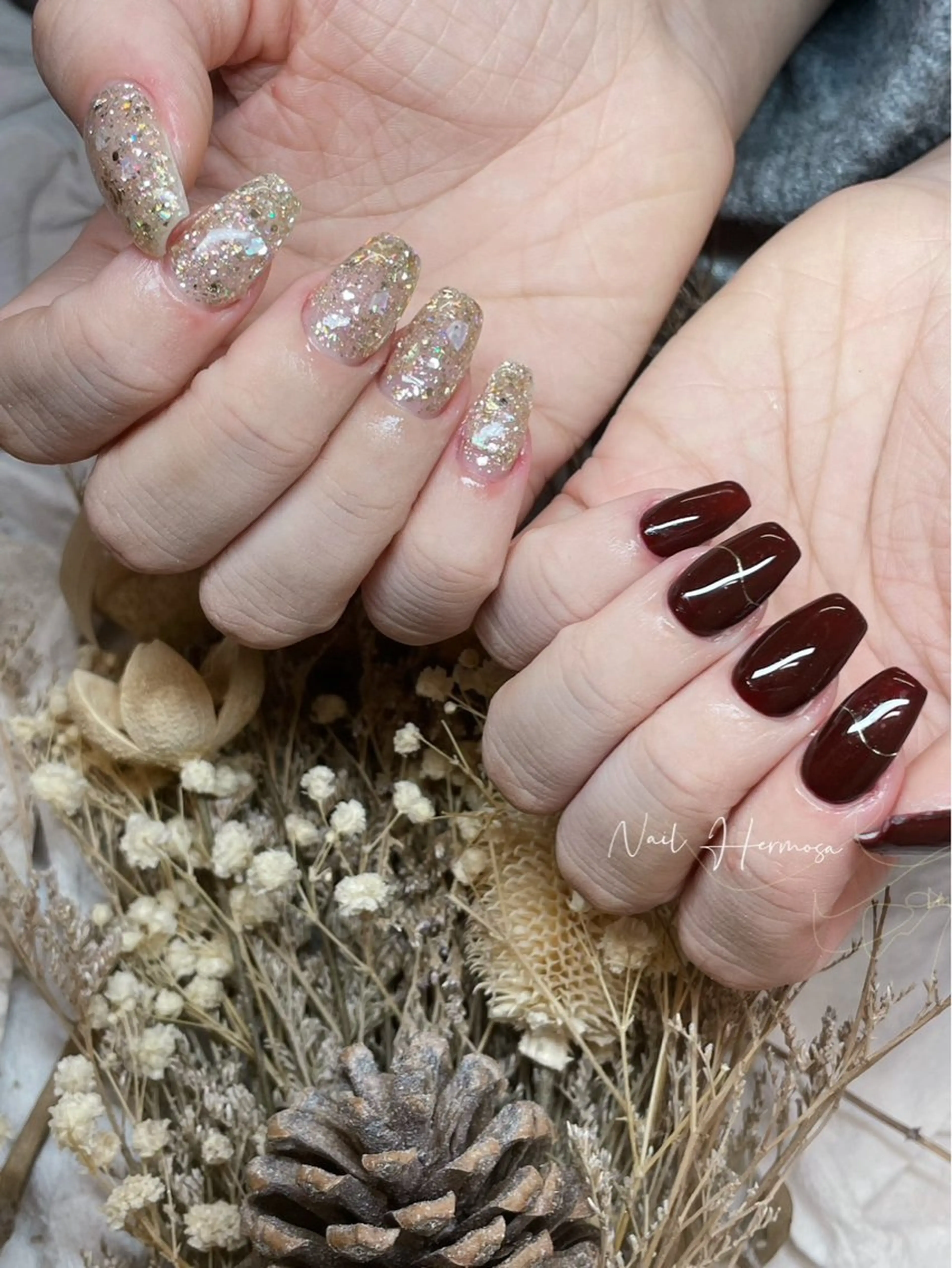 ラメ&ワンカラー⭐︎アシメコース⭐︎の写真