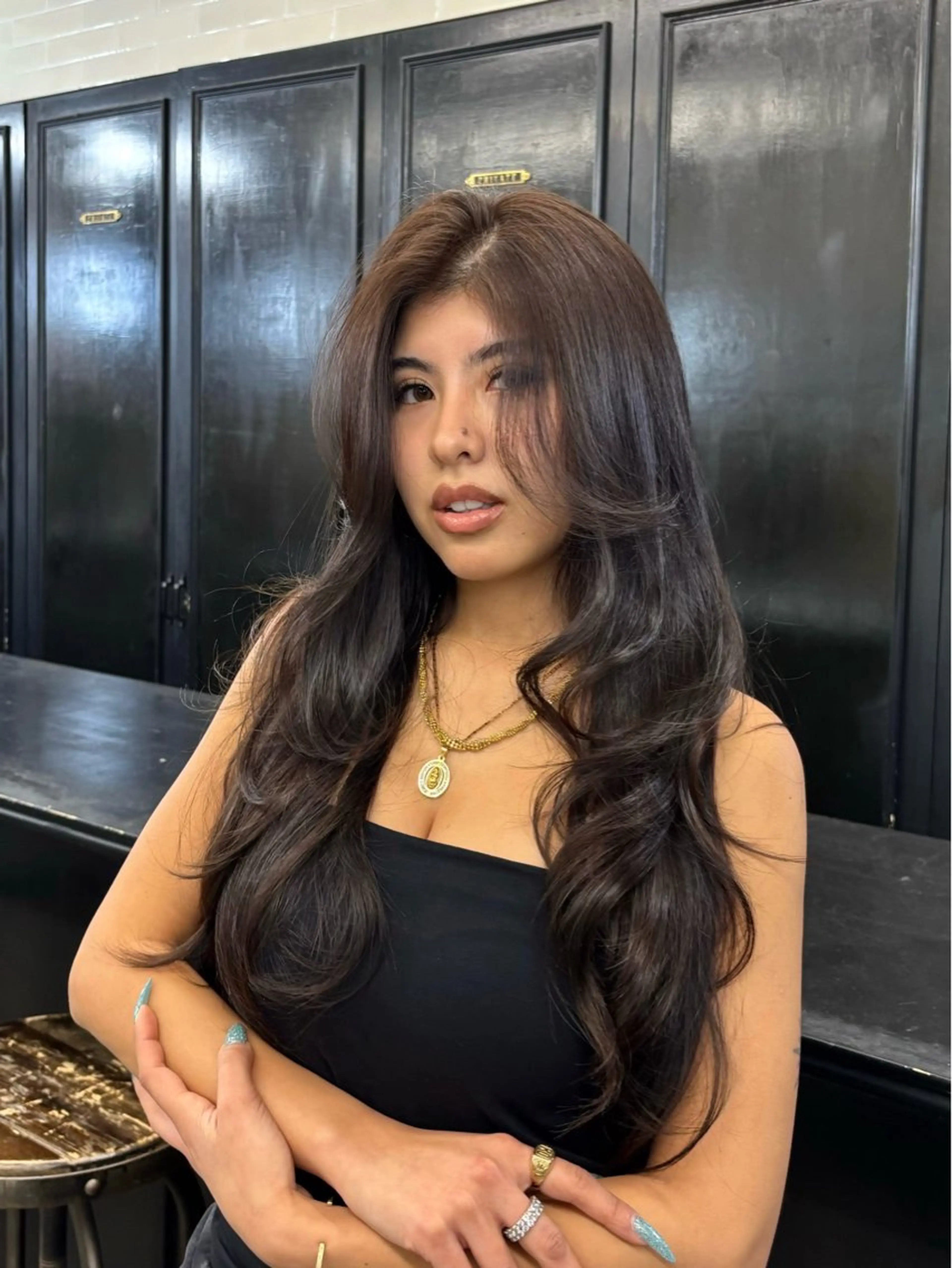 ロング カラー カット ヘアカラー トリートメント オリーブベージュ 🫒🩶Rianaのヘアスタイル