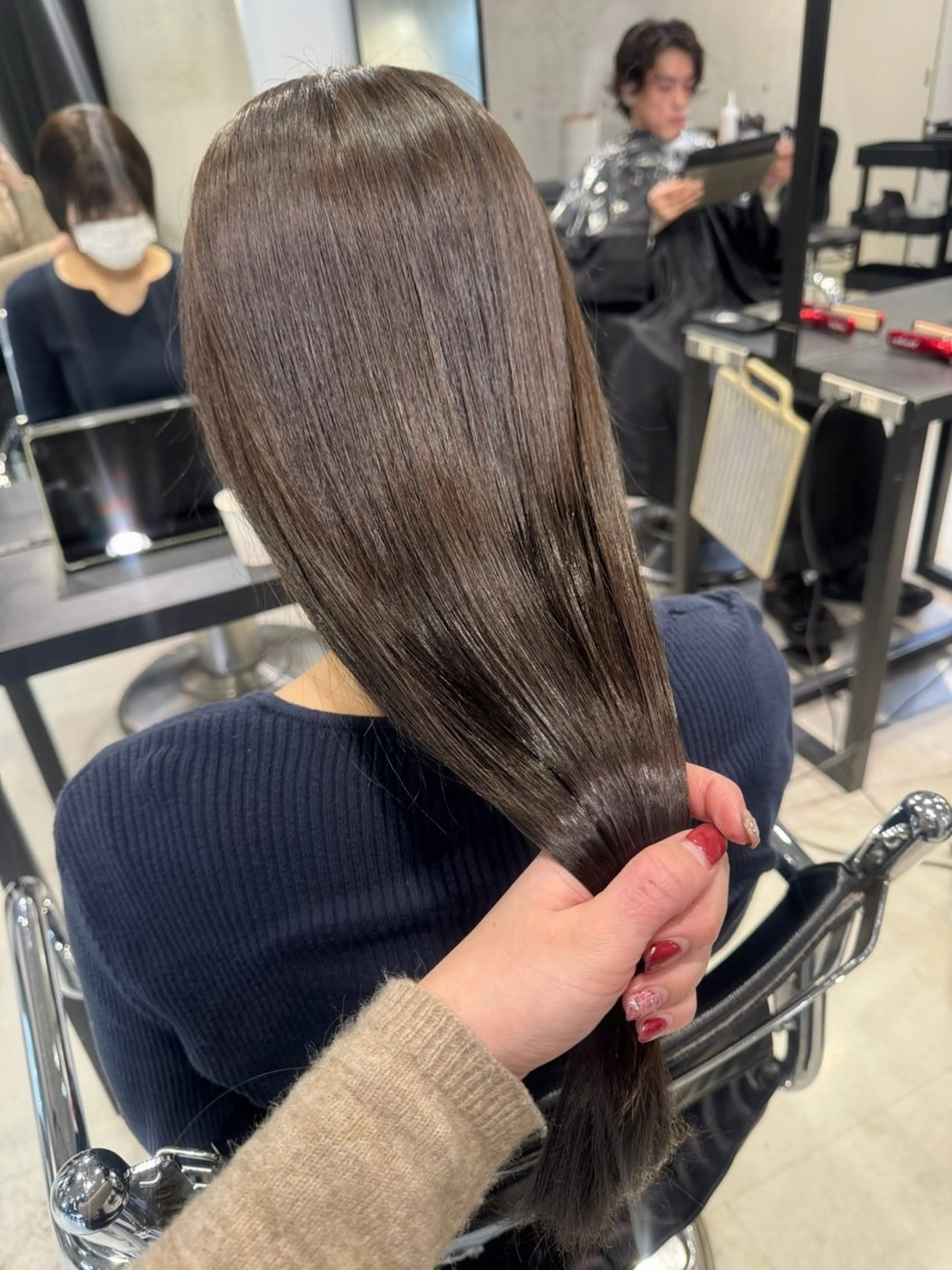 セミロング カラー パーマ ヘアアレンジ ヘアカラー トリートメント ヘアセット 透明感/オリーブ/ グレージュ/YUKAのヘアスタイル