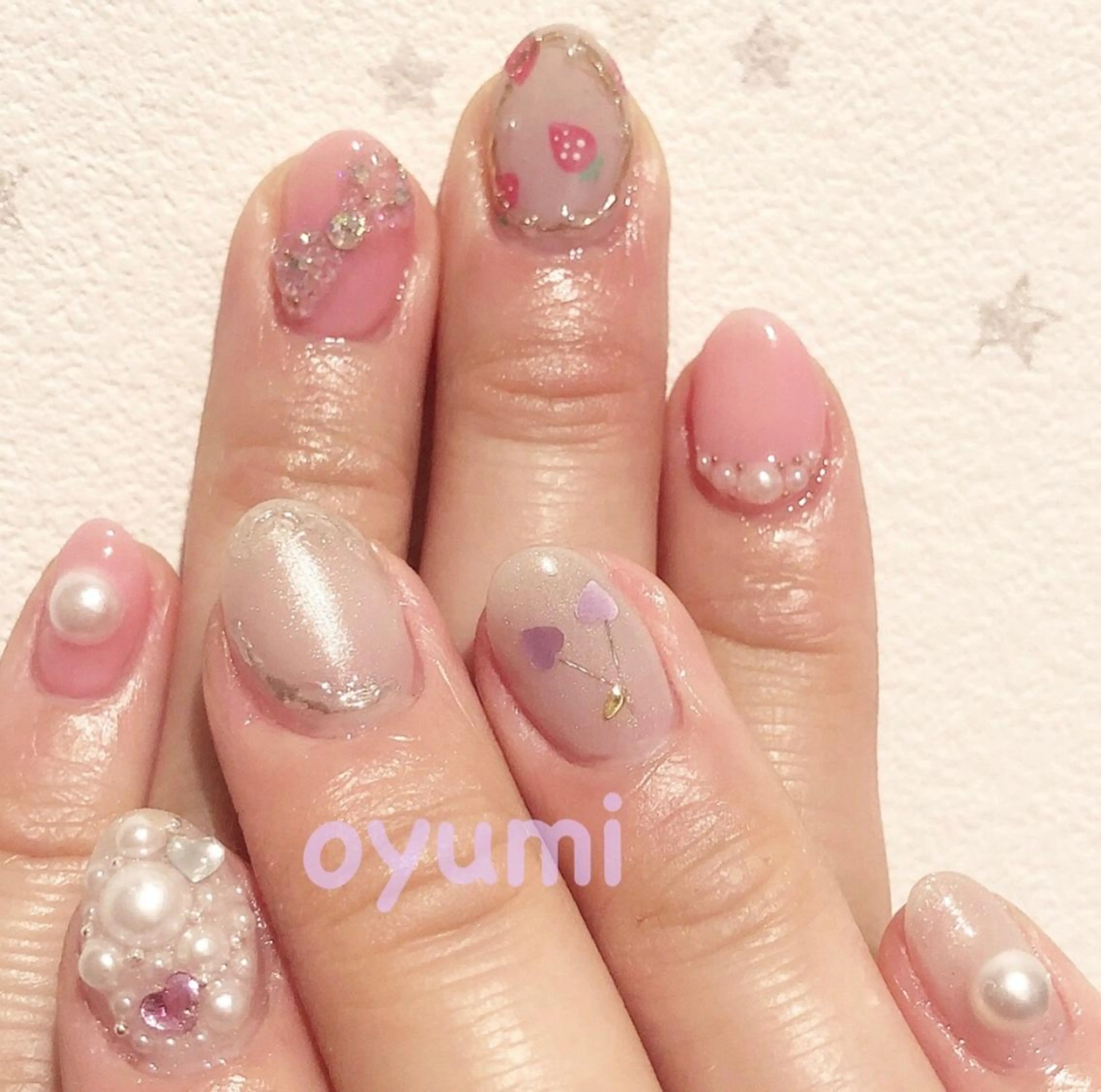 ネイル 入学式 ハート ピンク 春ネイル ブライダルネイル ハンドネイル takanashi yumiのネイルデザイン