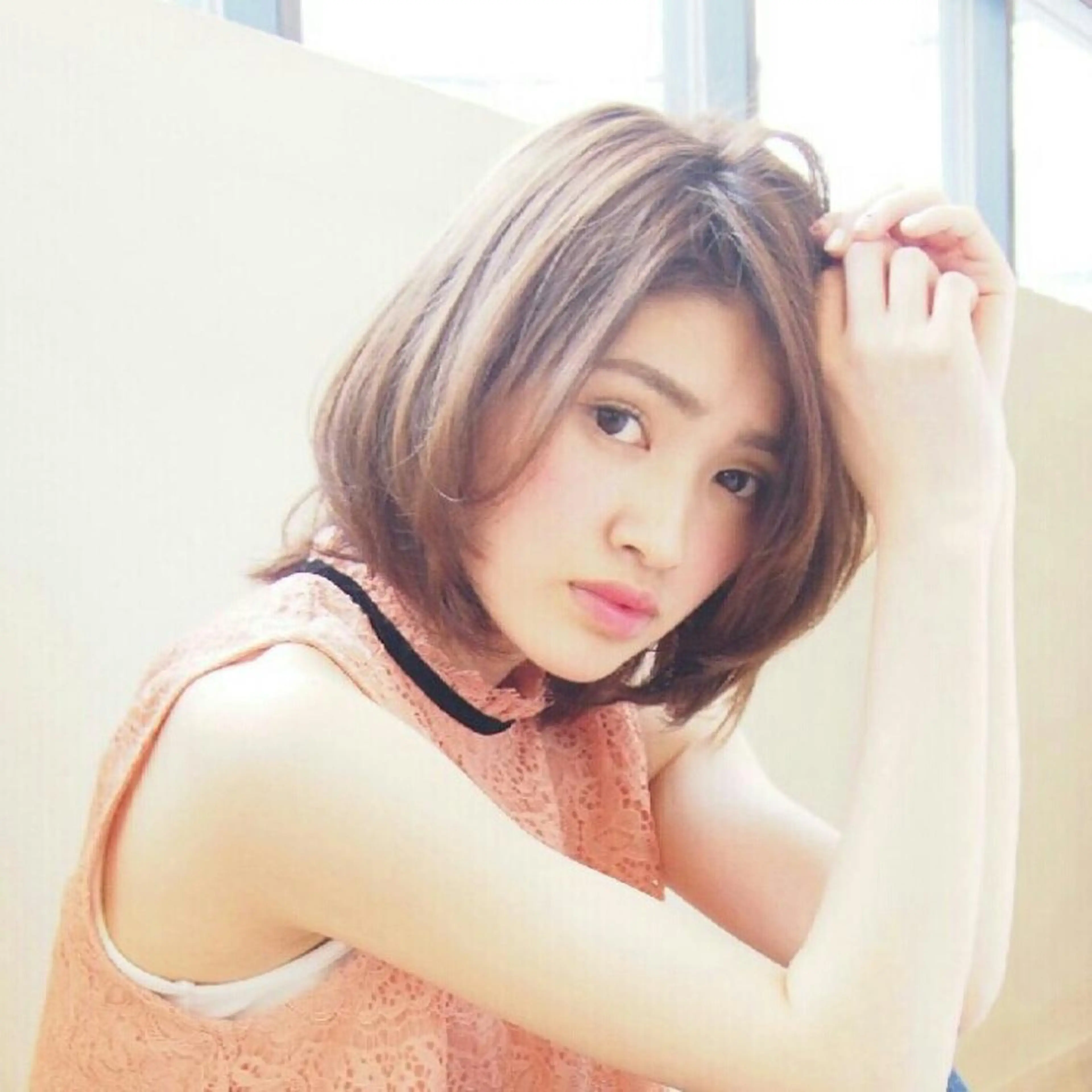 ミディアム カラー ボブ 鎌倉 彩のヘアスタイル