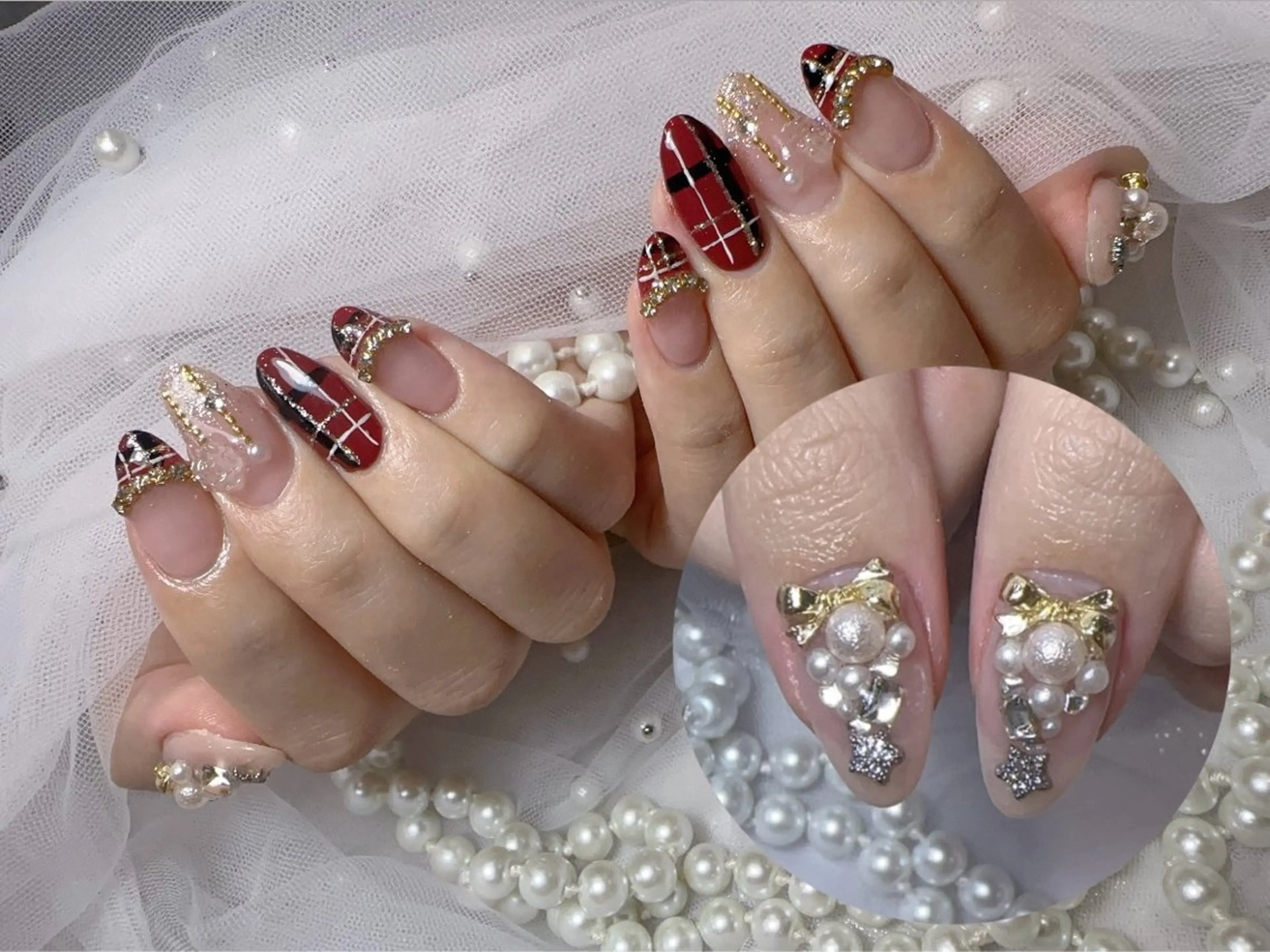 ネイル アートネイル フラッシュネイル フレンチネイル ジェルネイル ガラスフレンチ You&Me Miyuのネイルデザイン