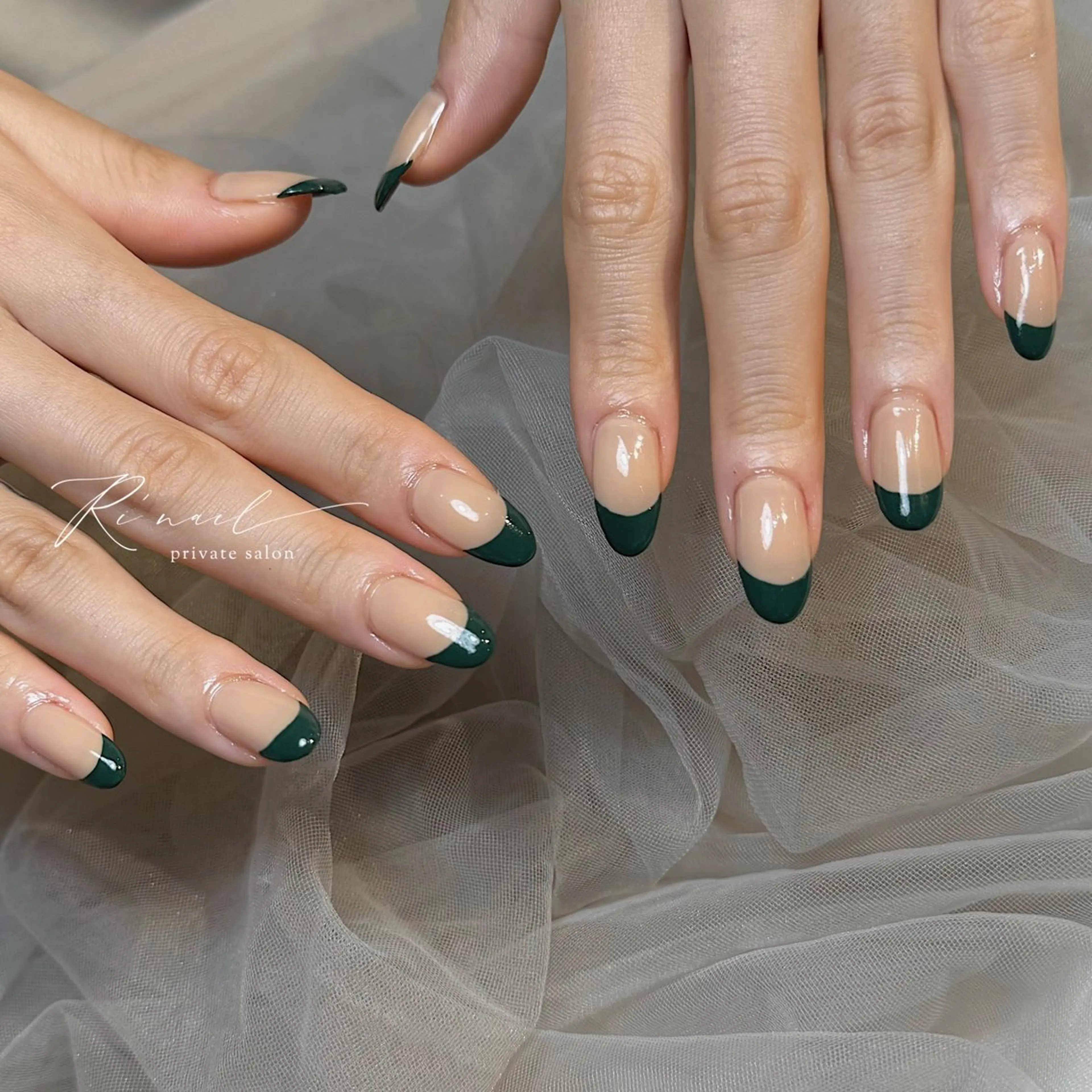 ネイル フレンチネイル グリーン ISHIWATA LINAのネイルデザイン