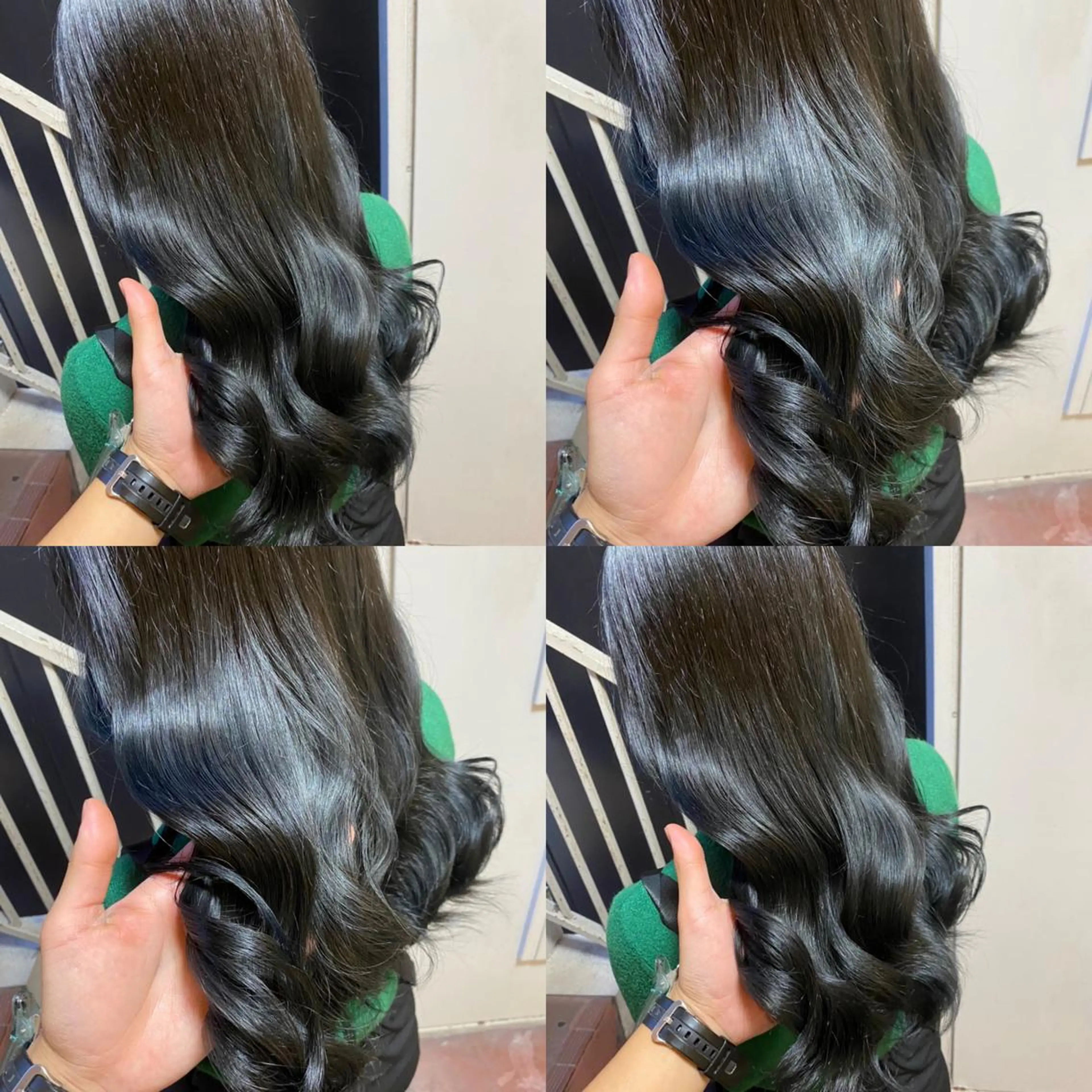 ロング カラー 黒髪 ブルーカラー ブルーブラック ヘアカラー トリートメント ご予約 宜しくお願いします！のヘアスタイル