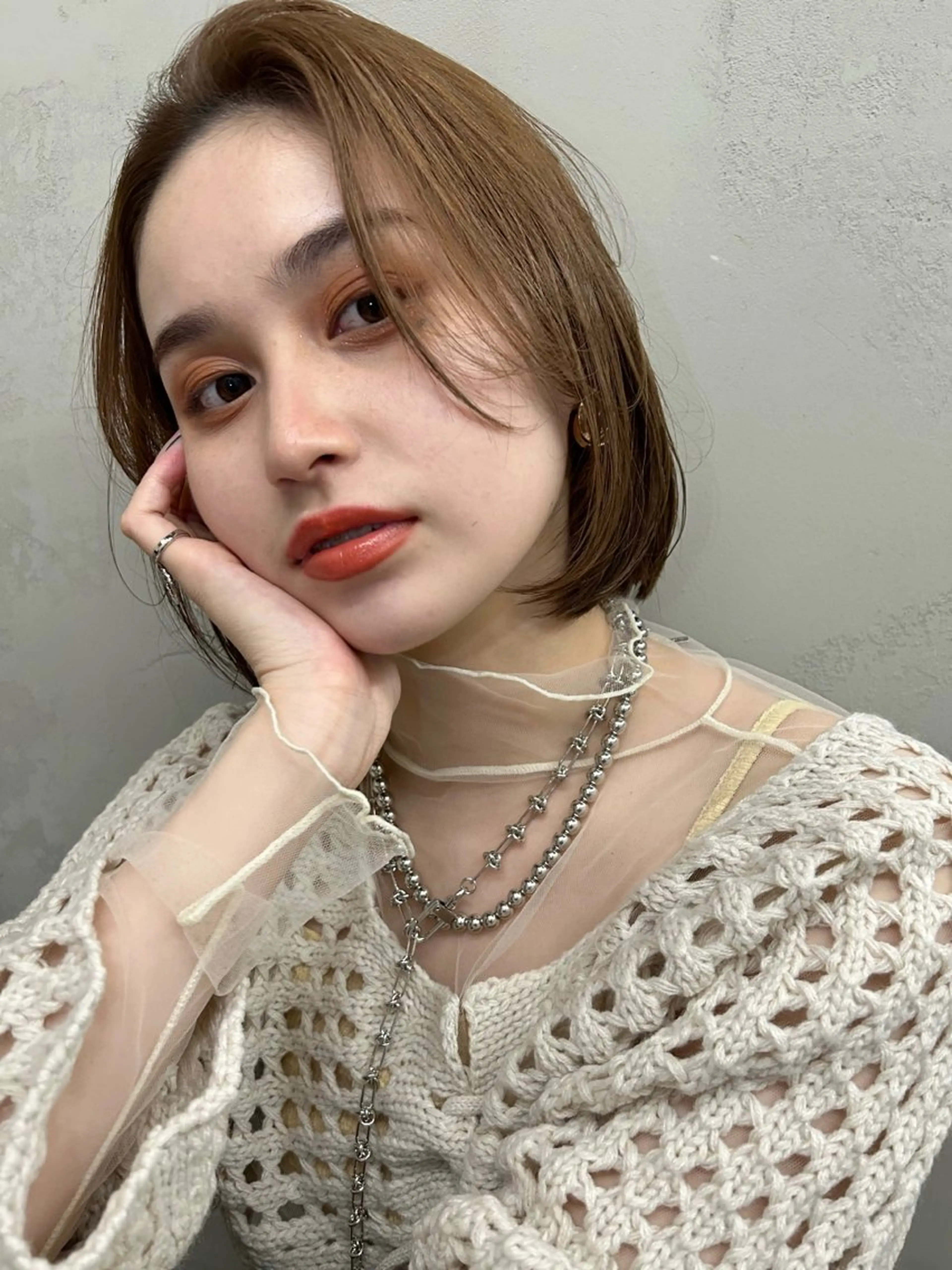 ミディアム カラー ベージュカラー ヘアカラー Haru/THREE …by velvetのヘアスタイル