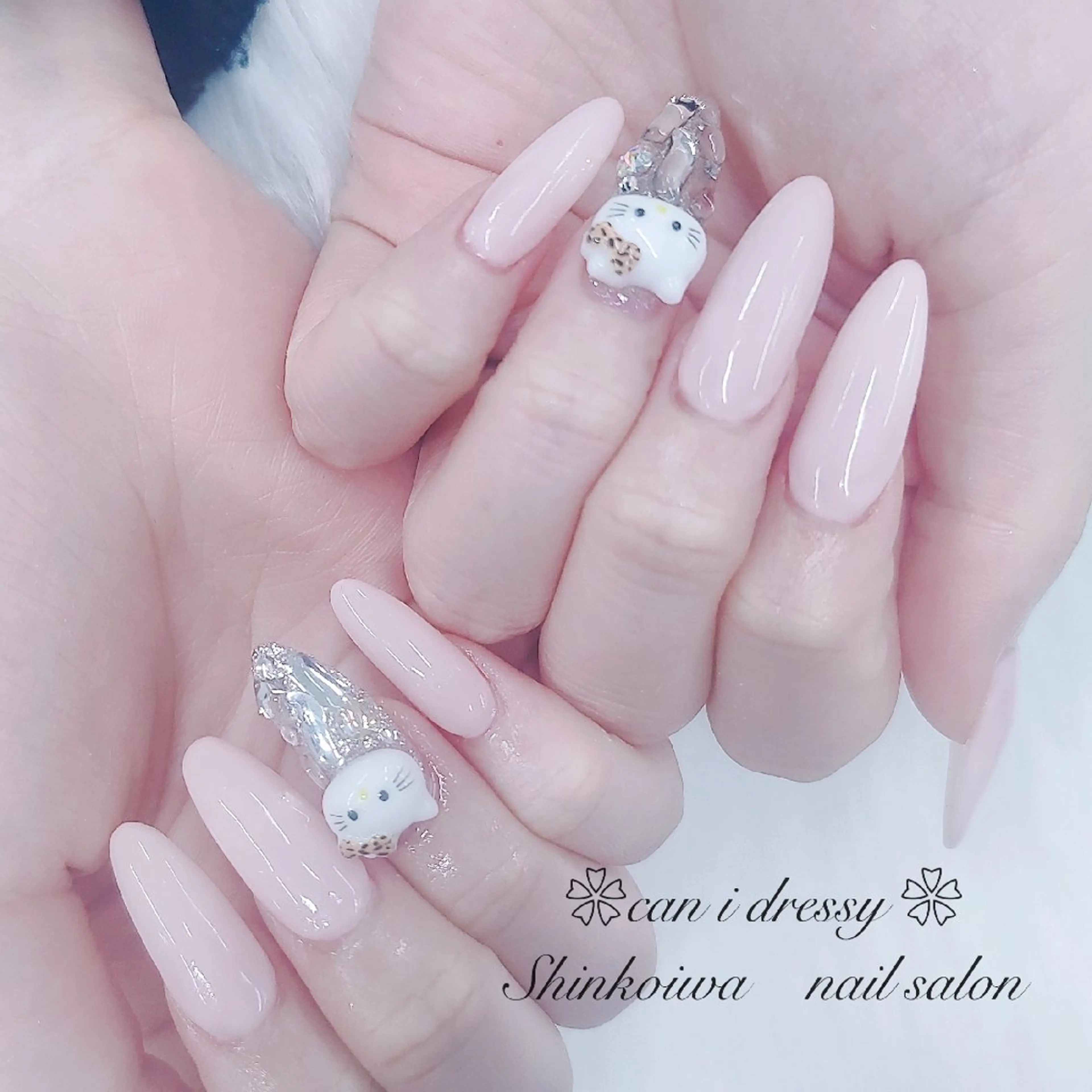 ネイル 長さ出し 春ネイル ストーンネイル ネイルチップ キャンアイドレッシー 新小岩のネイルデザイン