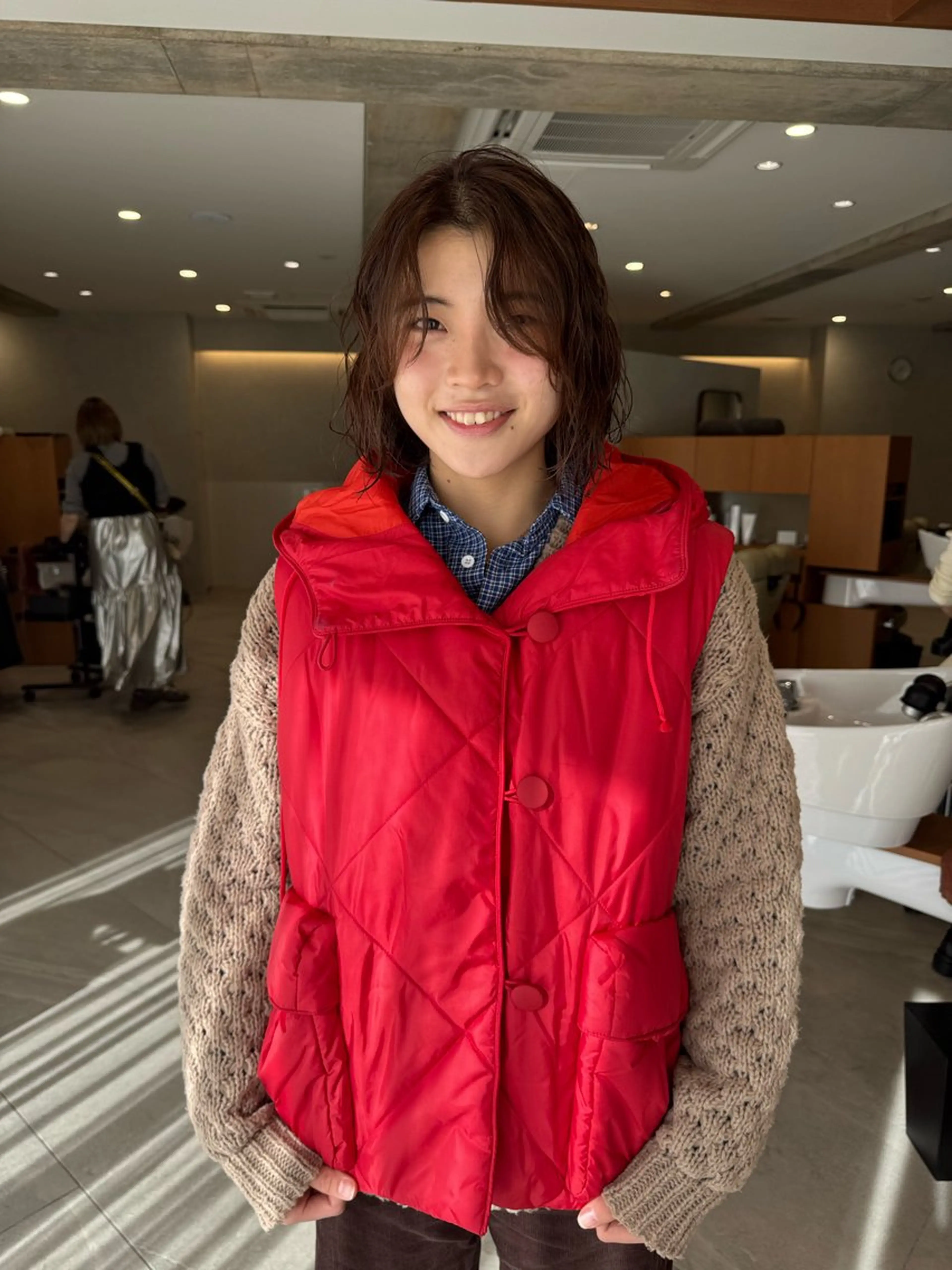 ミディアム カラー カット パーマ レイヤーカット ボブパーマNo.1のヘアスタイル