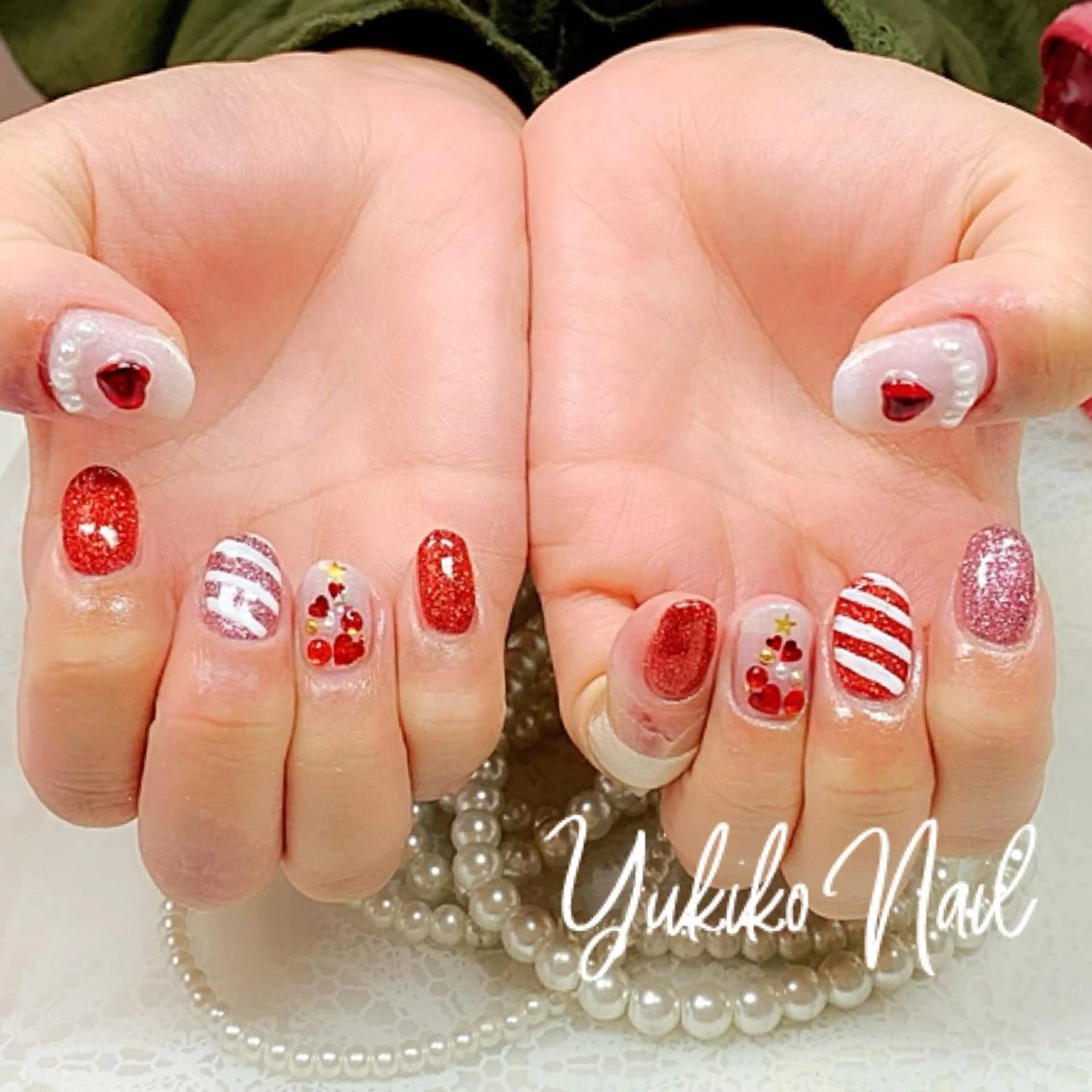 ネイル 持ち込み 冬ネイル クリスマス ハンドネイル ユキコ ネイルのネイルデザイン